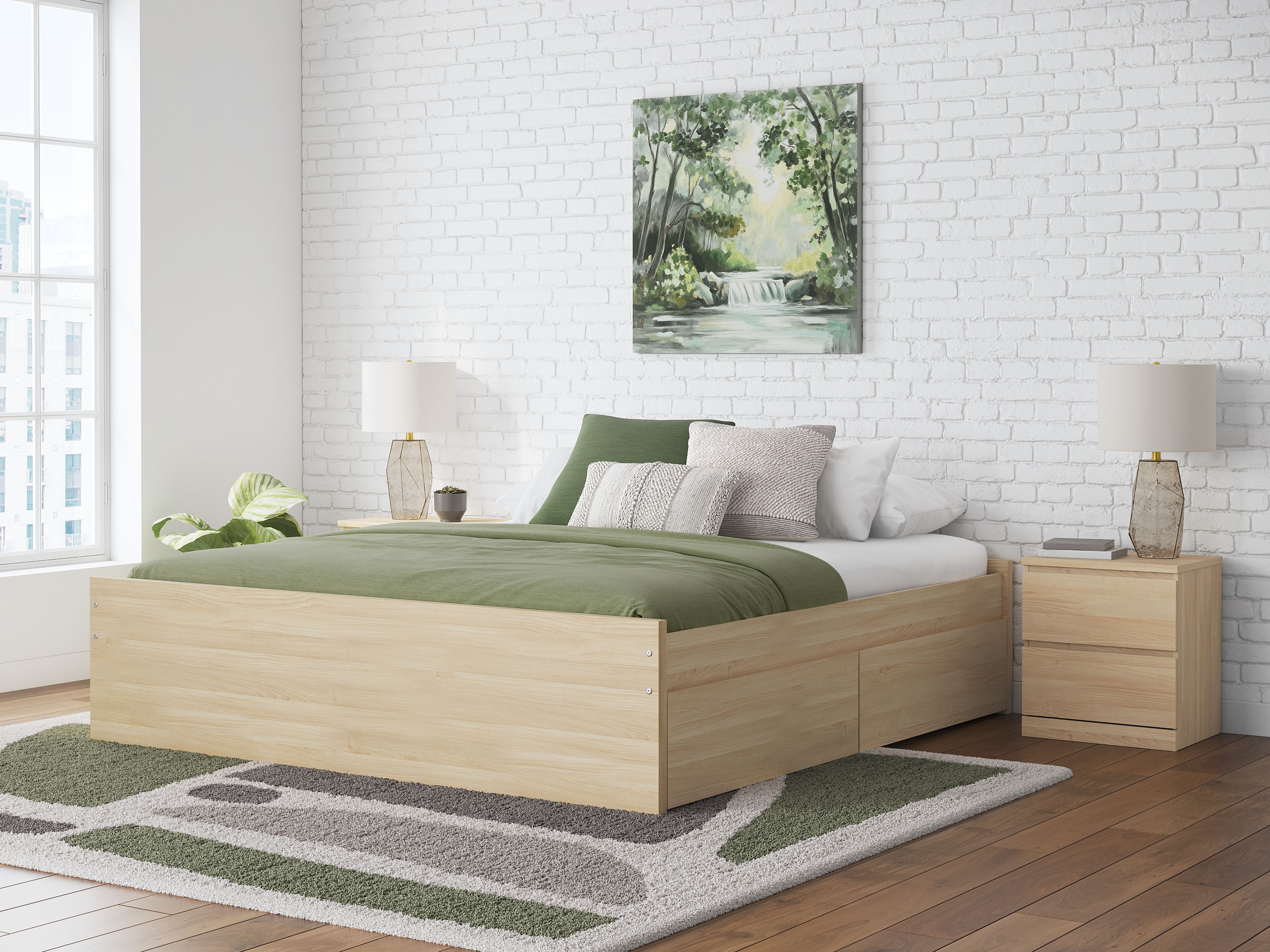 Onita - King Platform Bed With 2 Side Storage - Natural