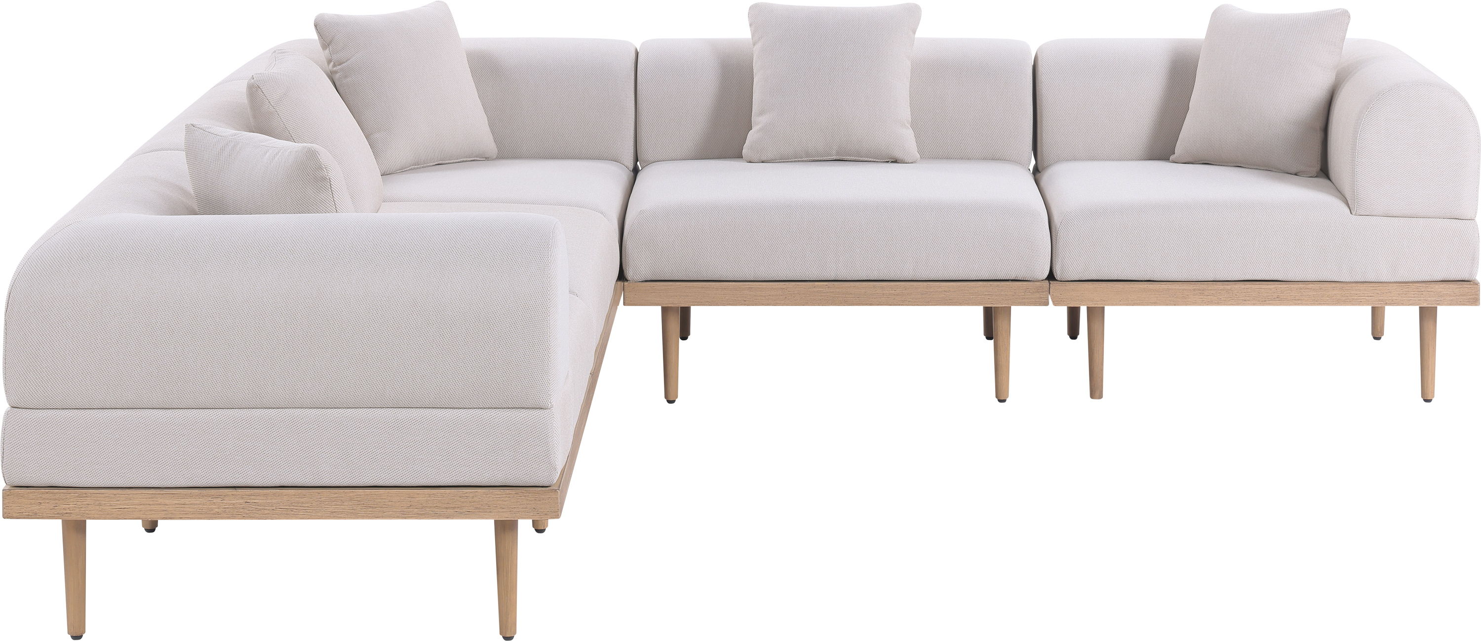 Laguna - 5 Piece Resilient Water Resistant Fabric 106.5" Outdoor Patio Modular Sectional - Beige