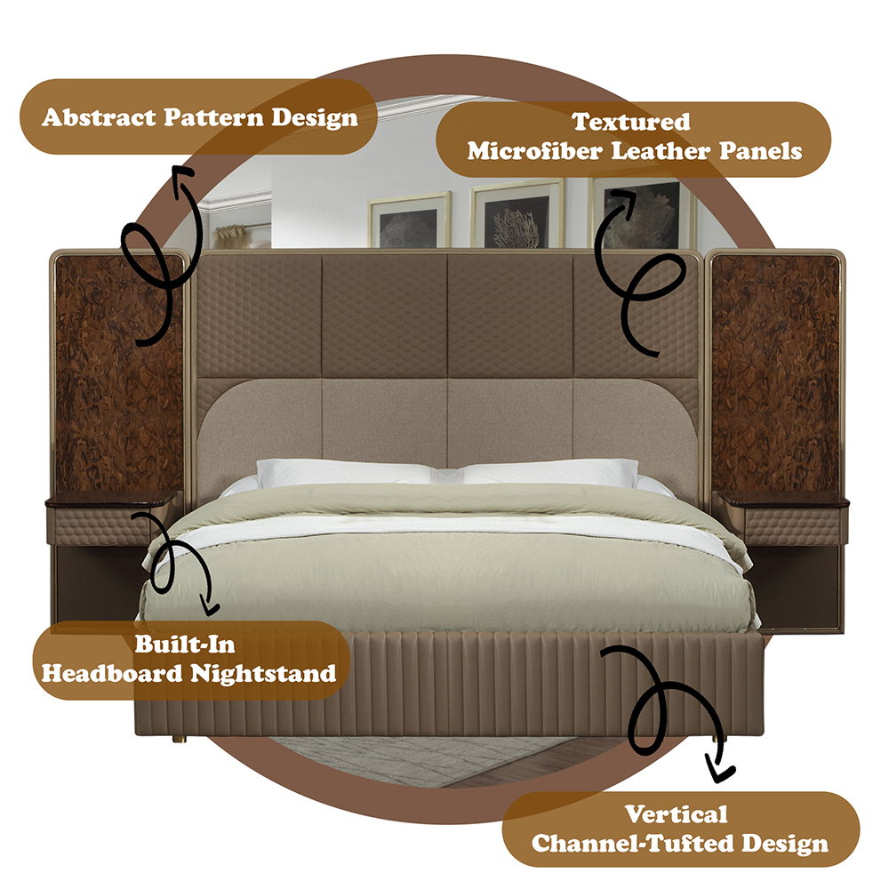 Marcelino - Eastern King Bed - Brown & Beige, light brown, view 6