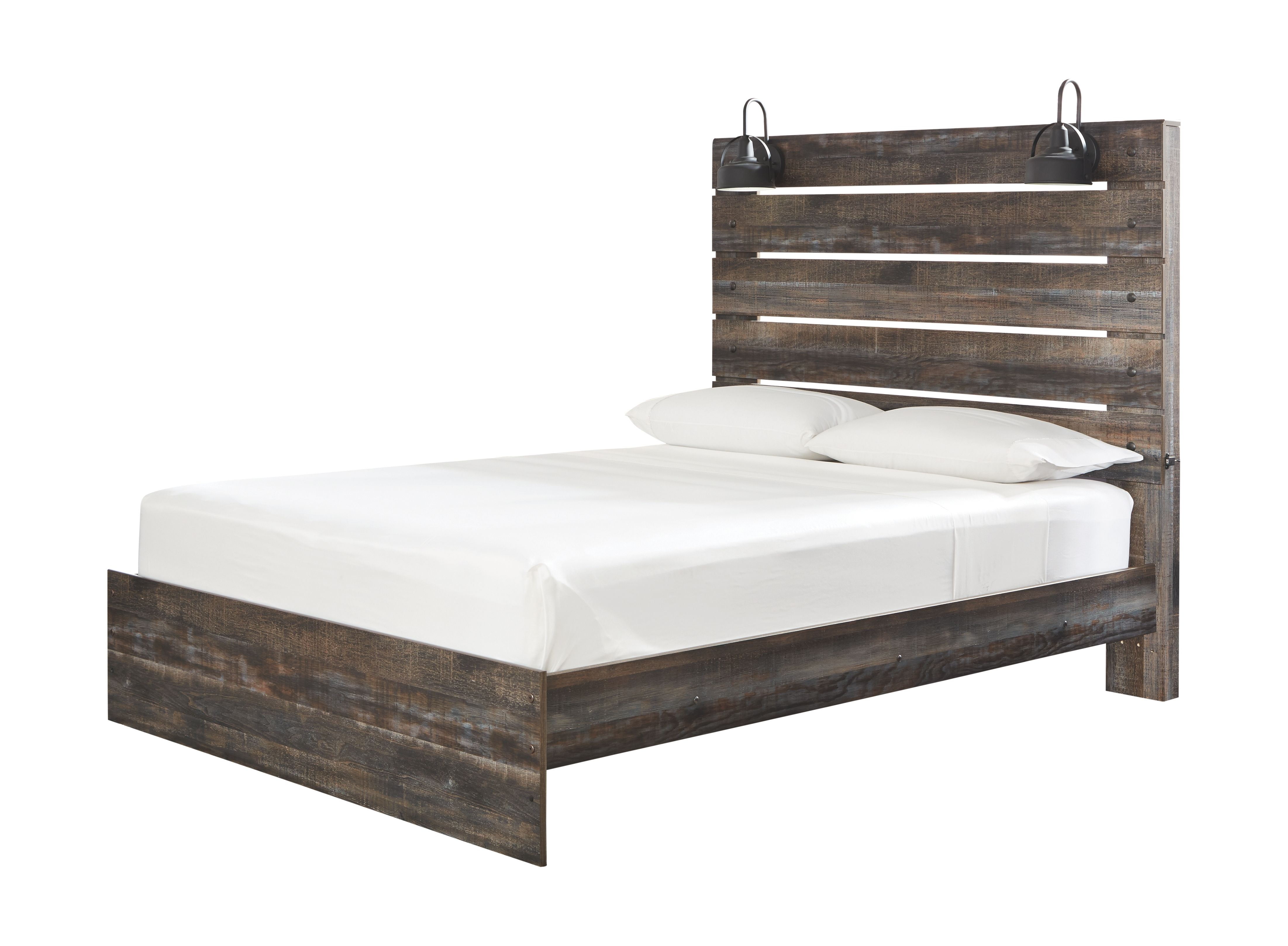 Drystan - 5 Pc. - Dresser, Mirror, Queen Panel Bed - Brown / Beige