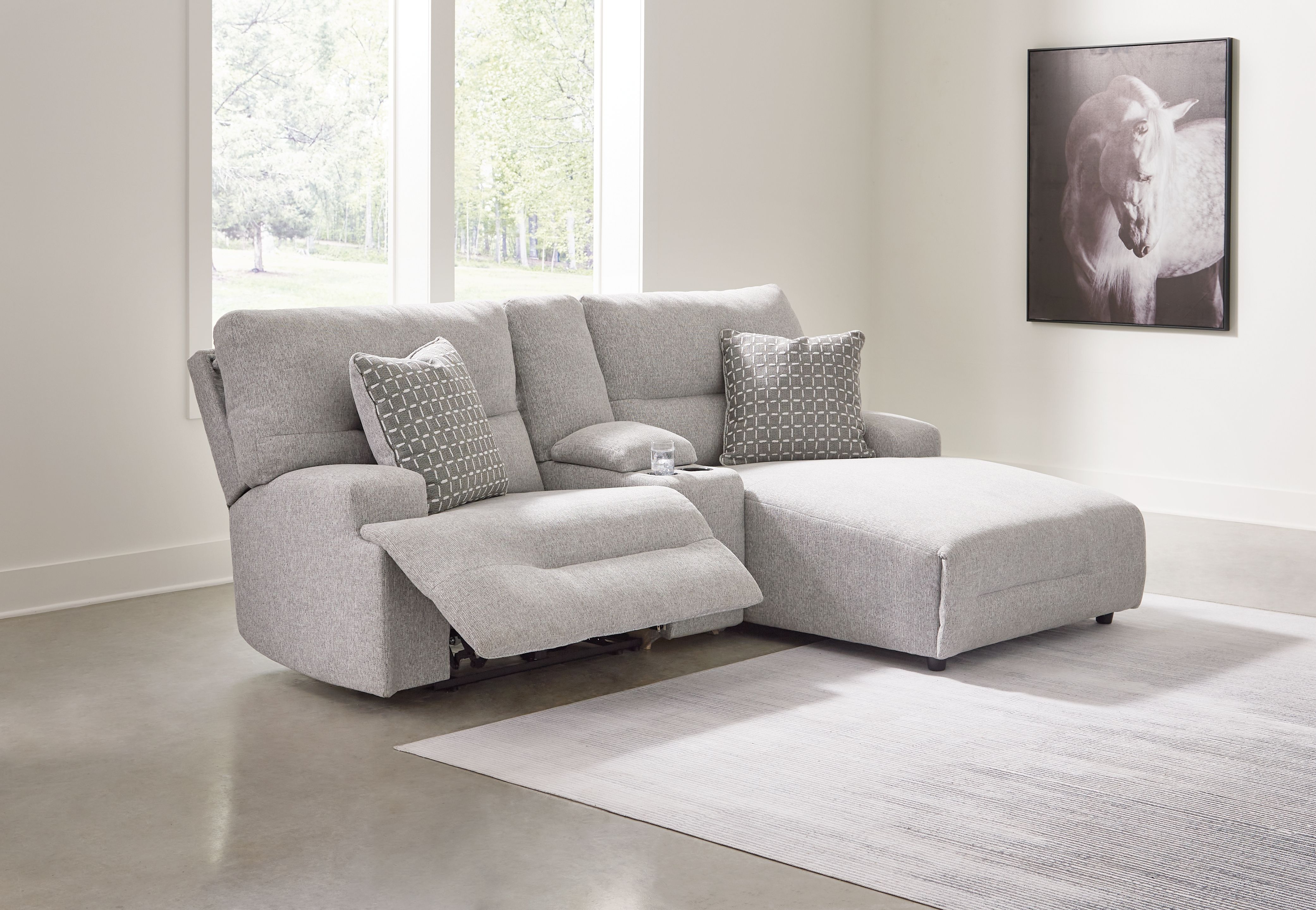 Ashley Furniture Acklen Place - 3-Piece Power Reclining Sectional Sofa With Raf Chaise - Pewter - Image 7
