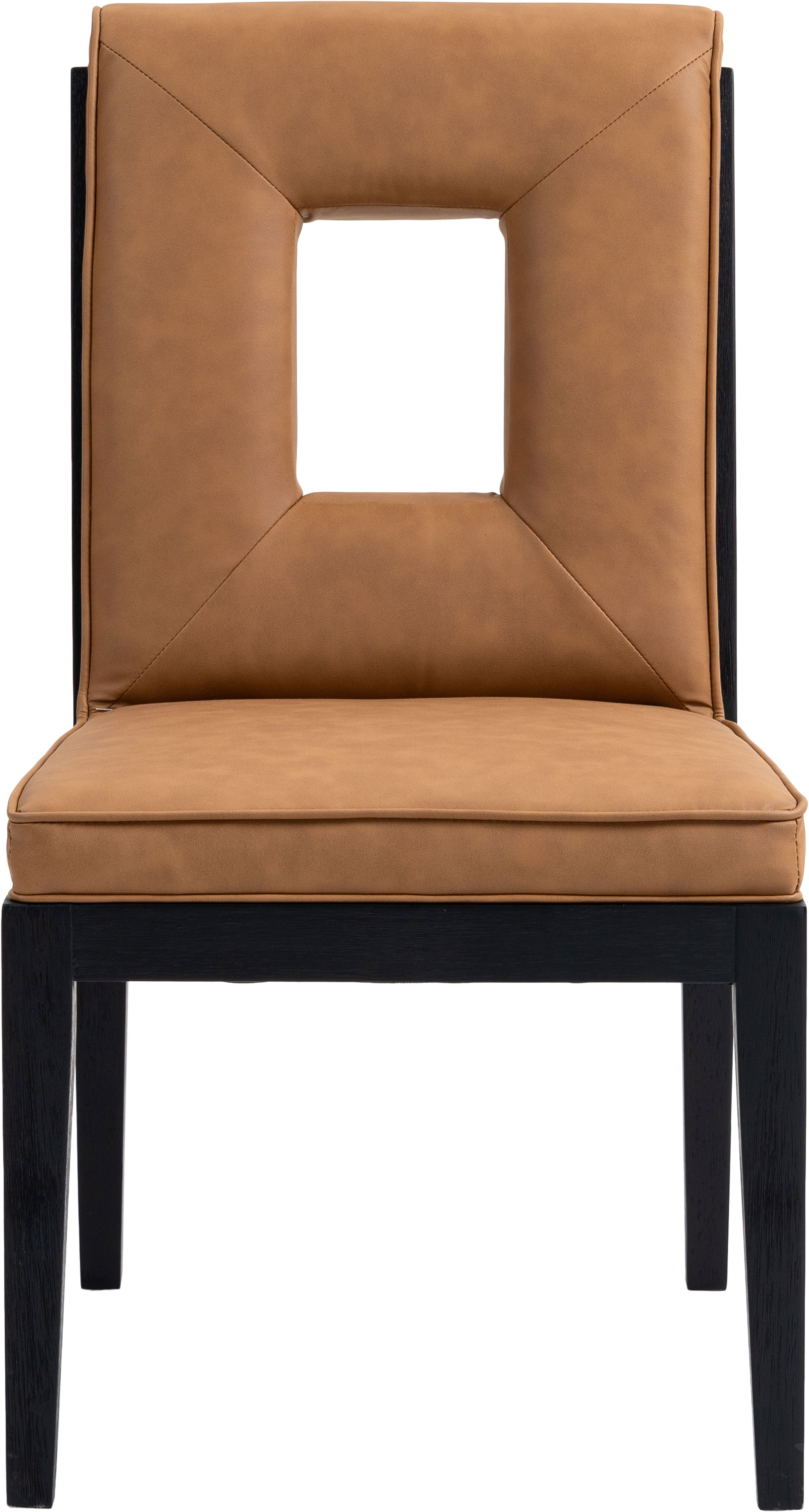 Gwendolyn - Faux Leather Dining Side Chair With Black Frame (Set of 2) - Cognac