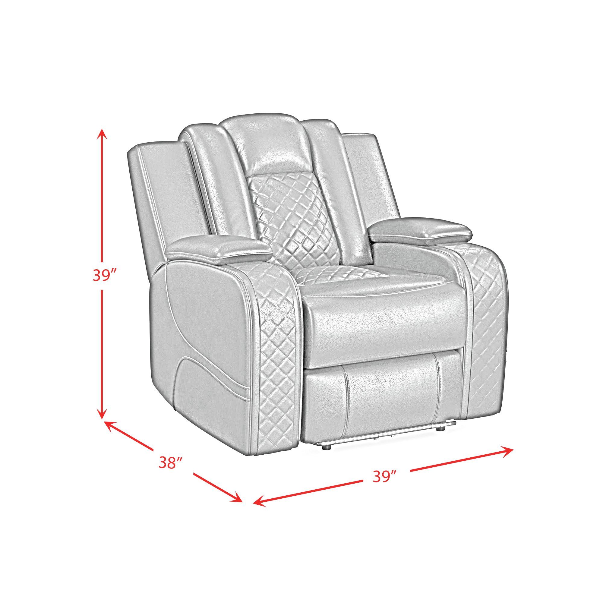 Carlo - LED Power Motion Recliner With Power Headrest - Pebble Oyster