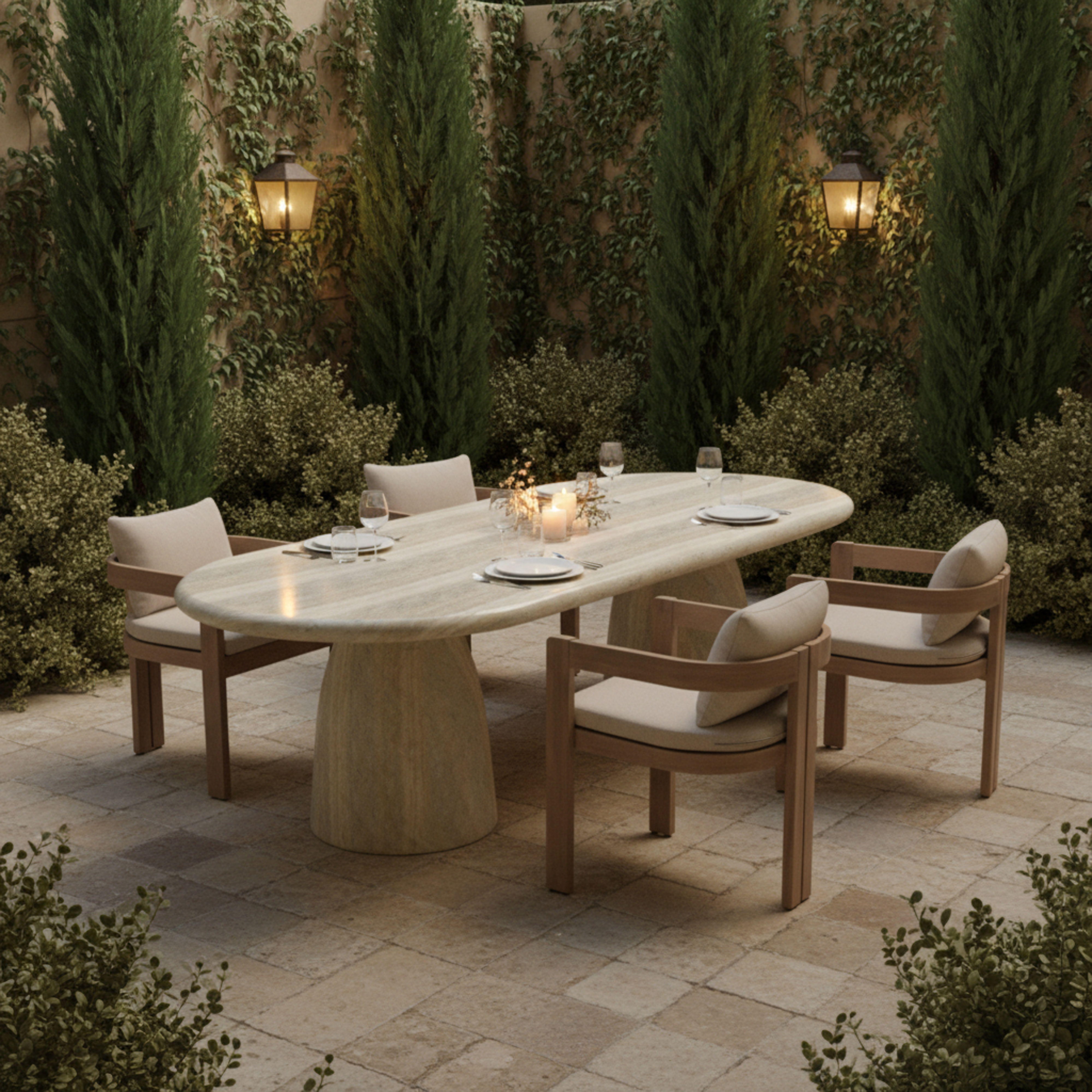 Newport - Water Resistant Fabric Upholstered Outdoor Patio Dining Chair - Beige