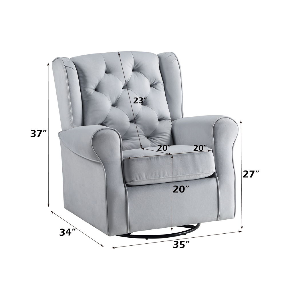 Zeger - Swivel Chair With Glider - Gray Fabric, light gray, view 6