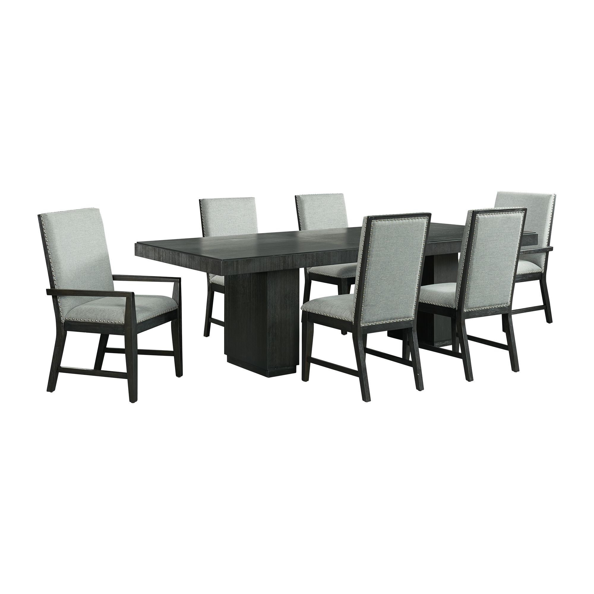Donovan - 7 Piece Standard Height Dining Set (Table, Four Side Chairs And Two Arm Chairs) - Gray