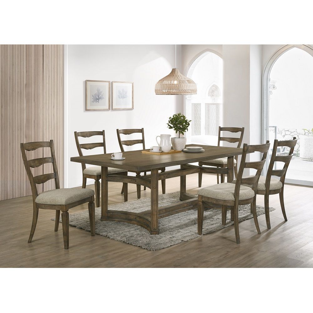 Parfield - Side Chair (Set of 2) - Fabric & Weathered Oak, dark brown