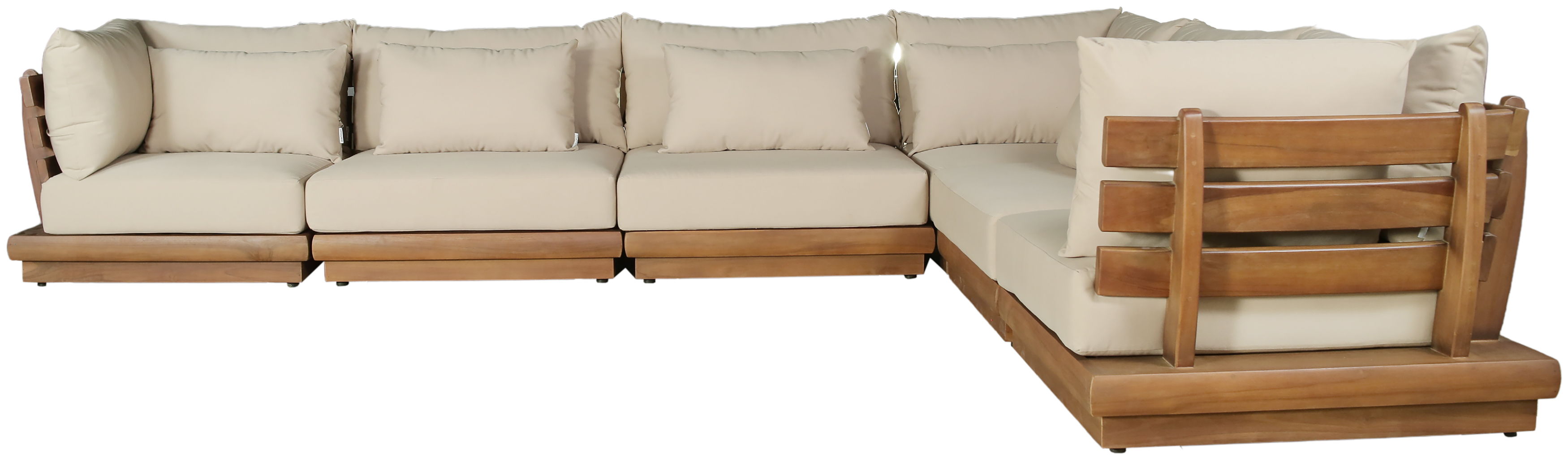 Mirella - 6 Piece Water Resistant Fabric 150" Outdoor Patio Modular Sectional - Tan