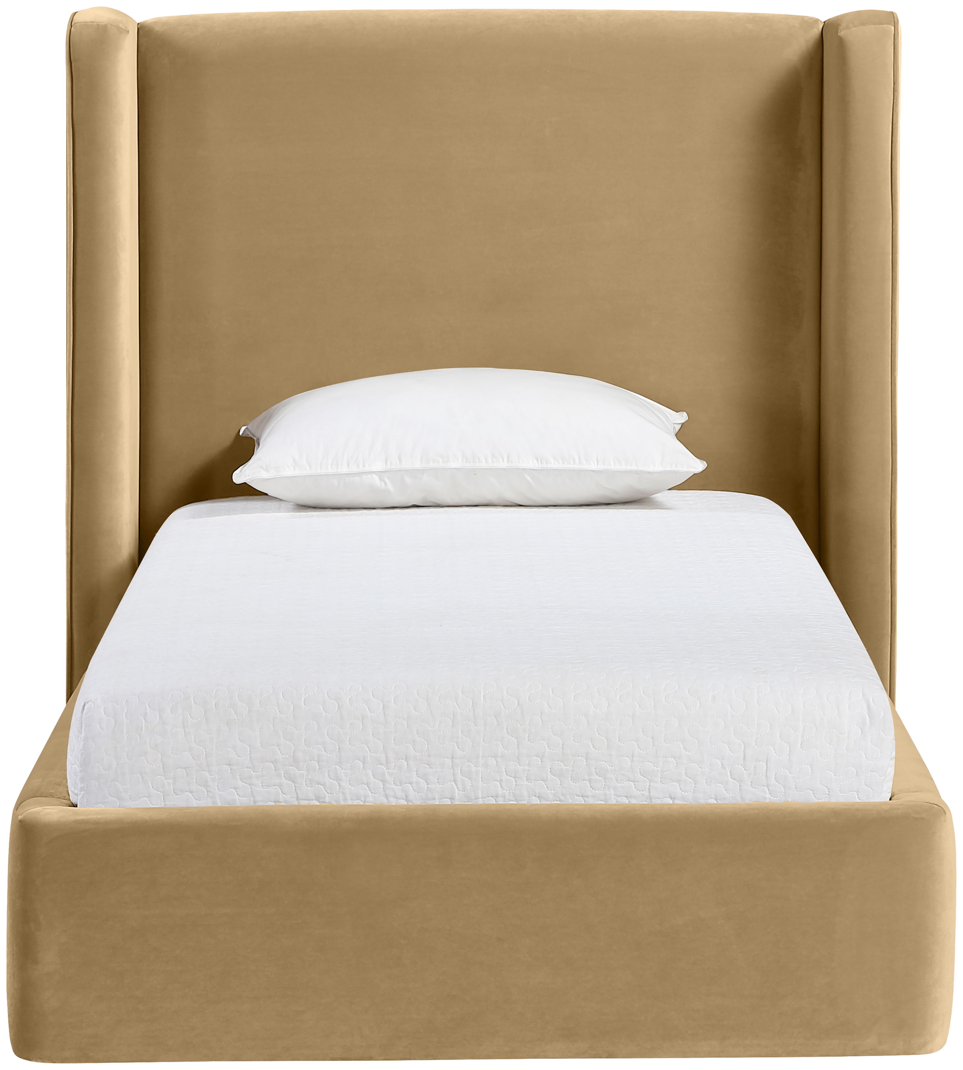 Kendall - Velvet Upholstered Twin Bed - Camel