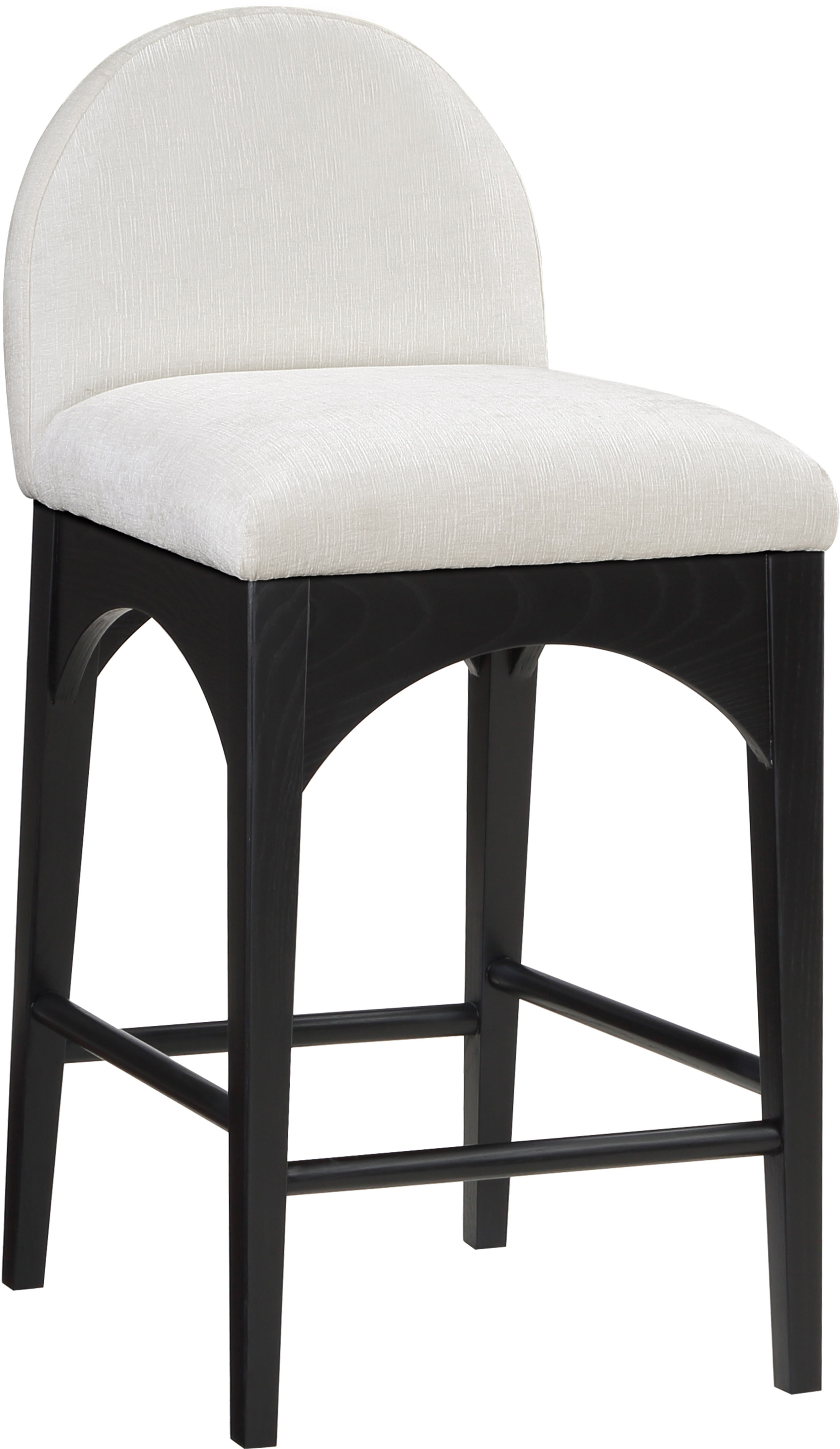 Waldorf - Chenille Stool With Black Legs - Cream