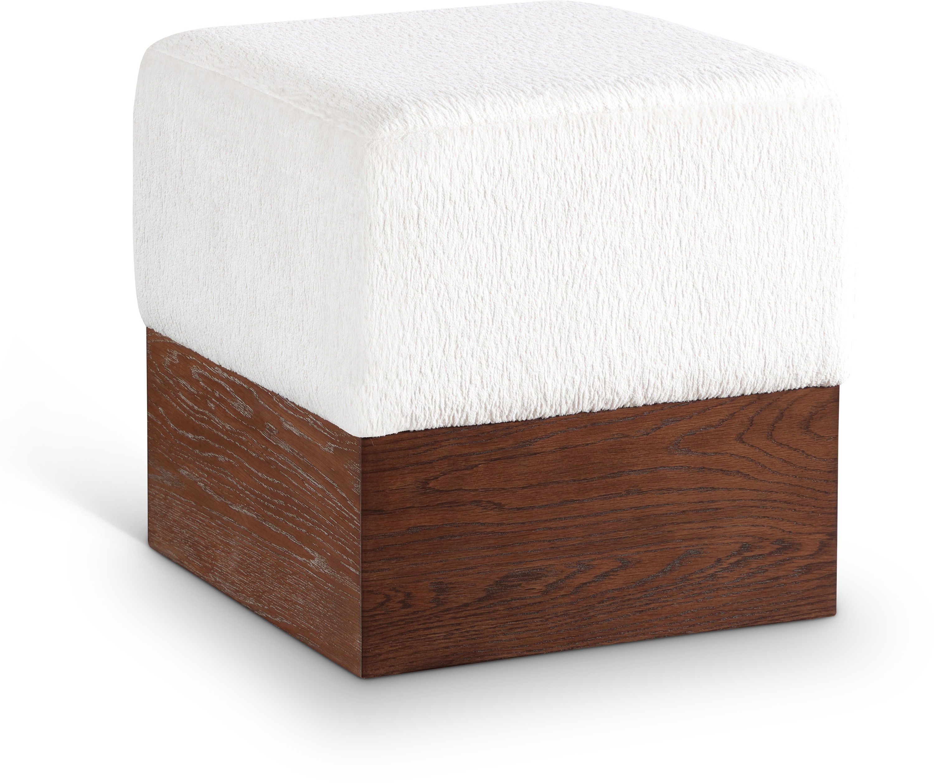 Havre - Ottoman / Stool With Brown Base - Cream