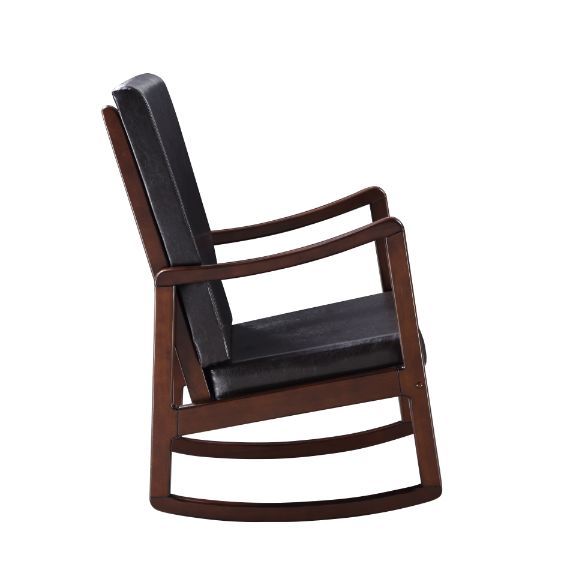 Raina - Rocking Chair - Dark Brown Synthetic Leather & Espresso, black, view 6