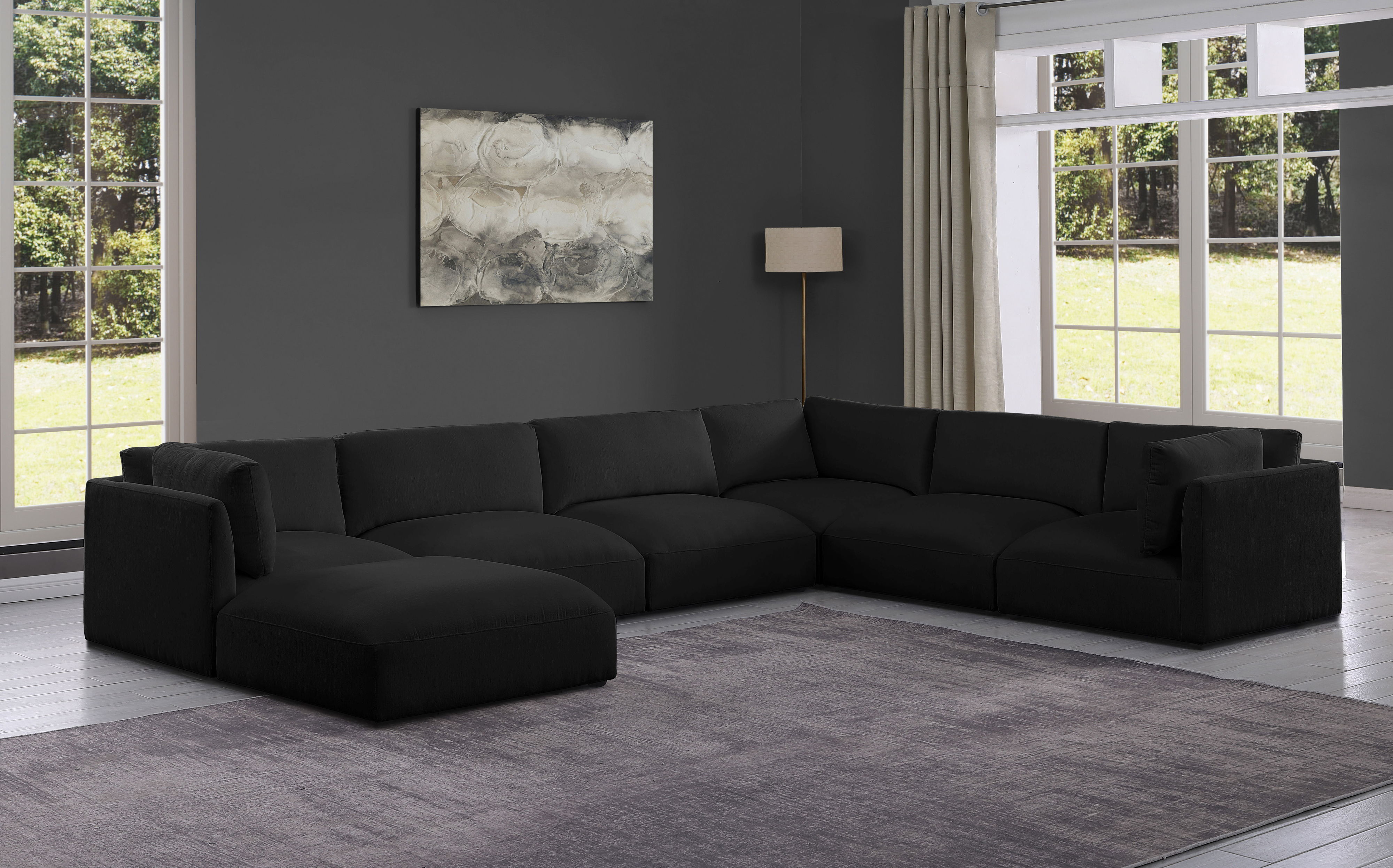 Ease - 7 Piece Modular Sectional With Chaise - Black