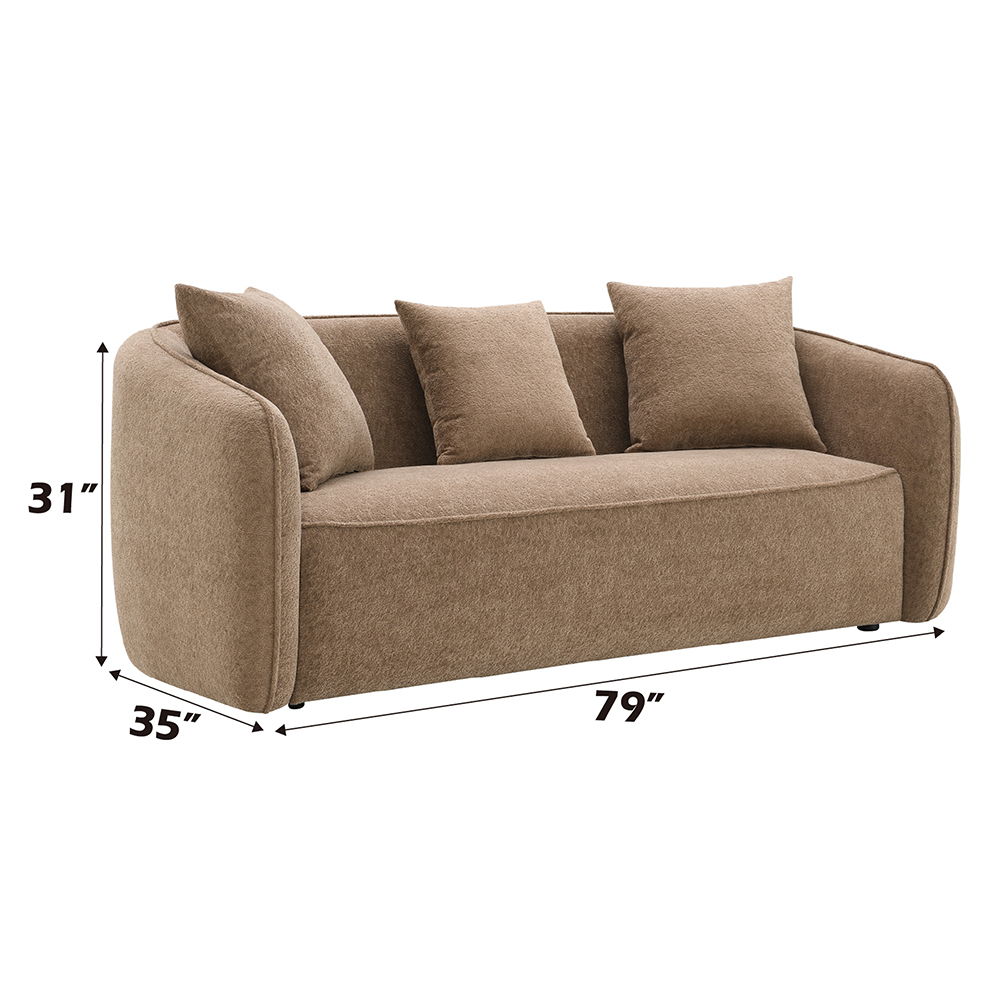 Keith - Sofa With 3 Pillows - Brown Chenille, light brown, view 6