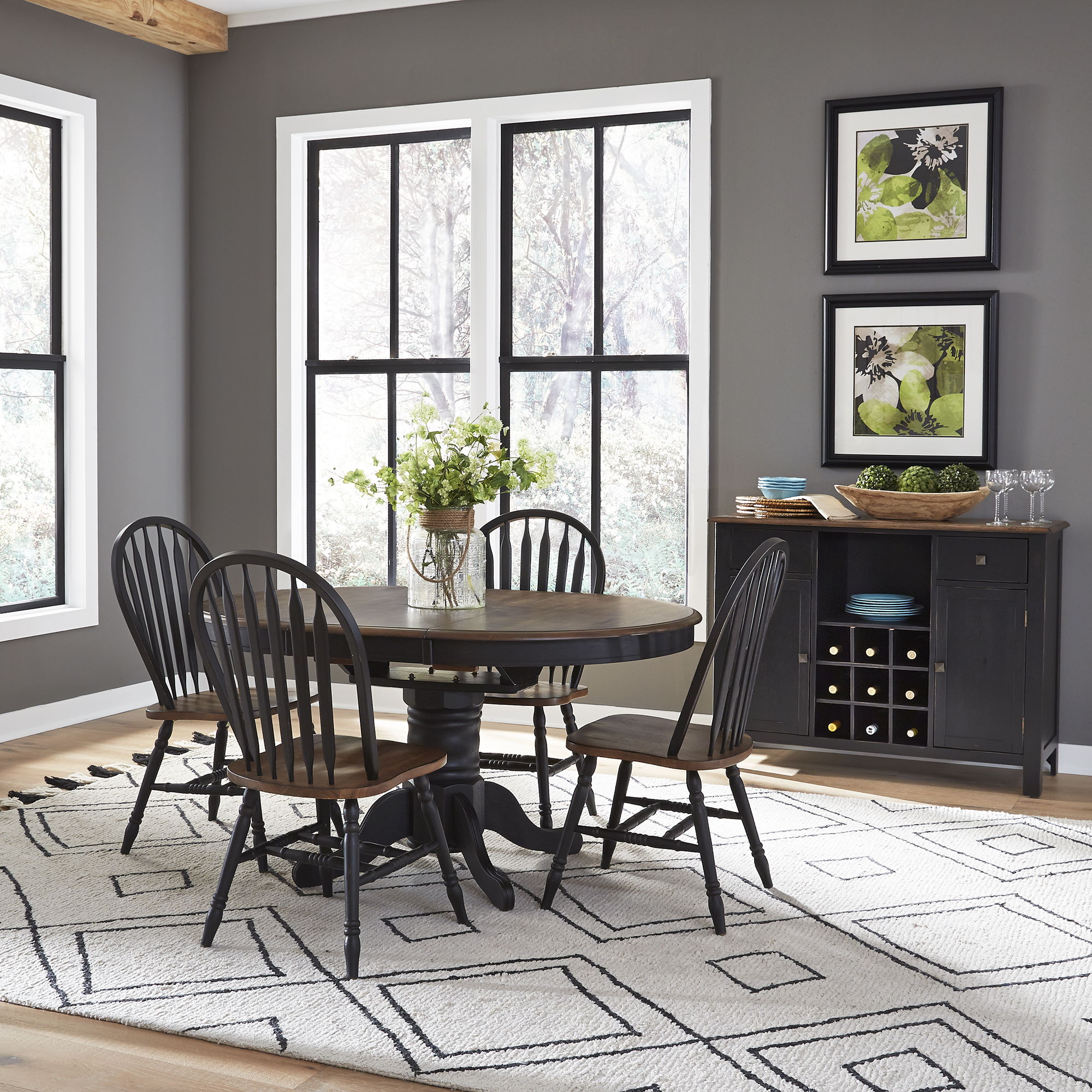 Liberty Furniture Carolina Crossing - 5 Piece Pedestal Table Set - Black
