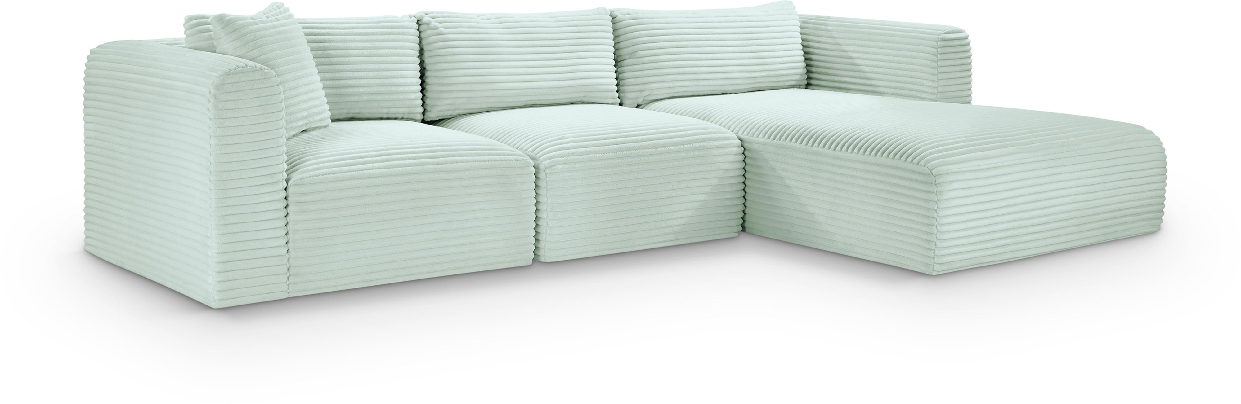 Shaggy - 3 Piece Modular Sectional - Mint