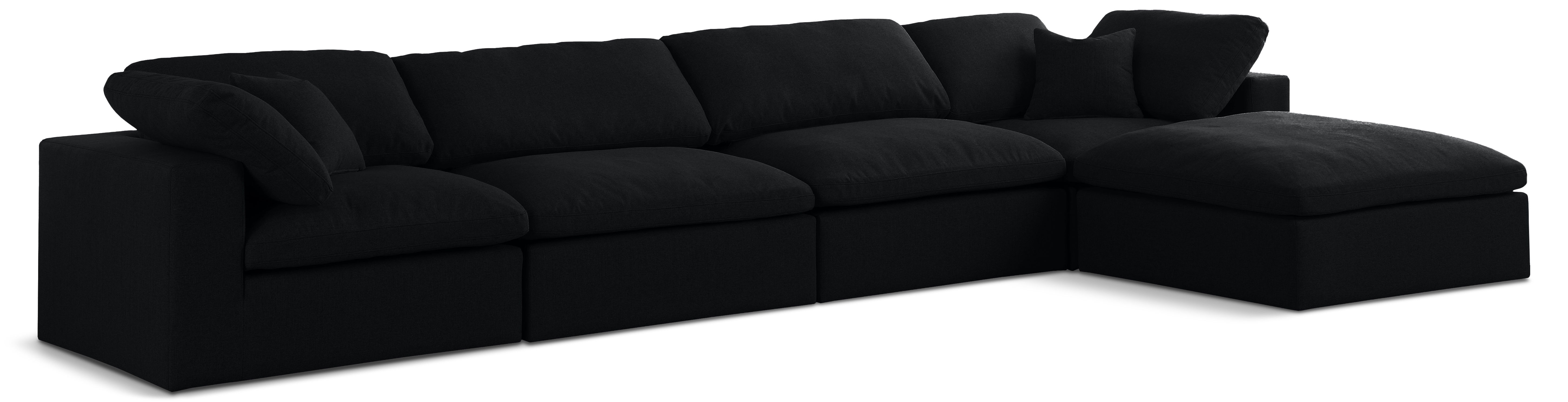 Serene - 5 Piece Modular Sectional With Chaise - Black