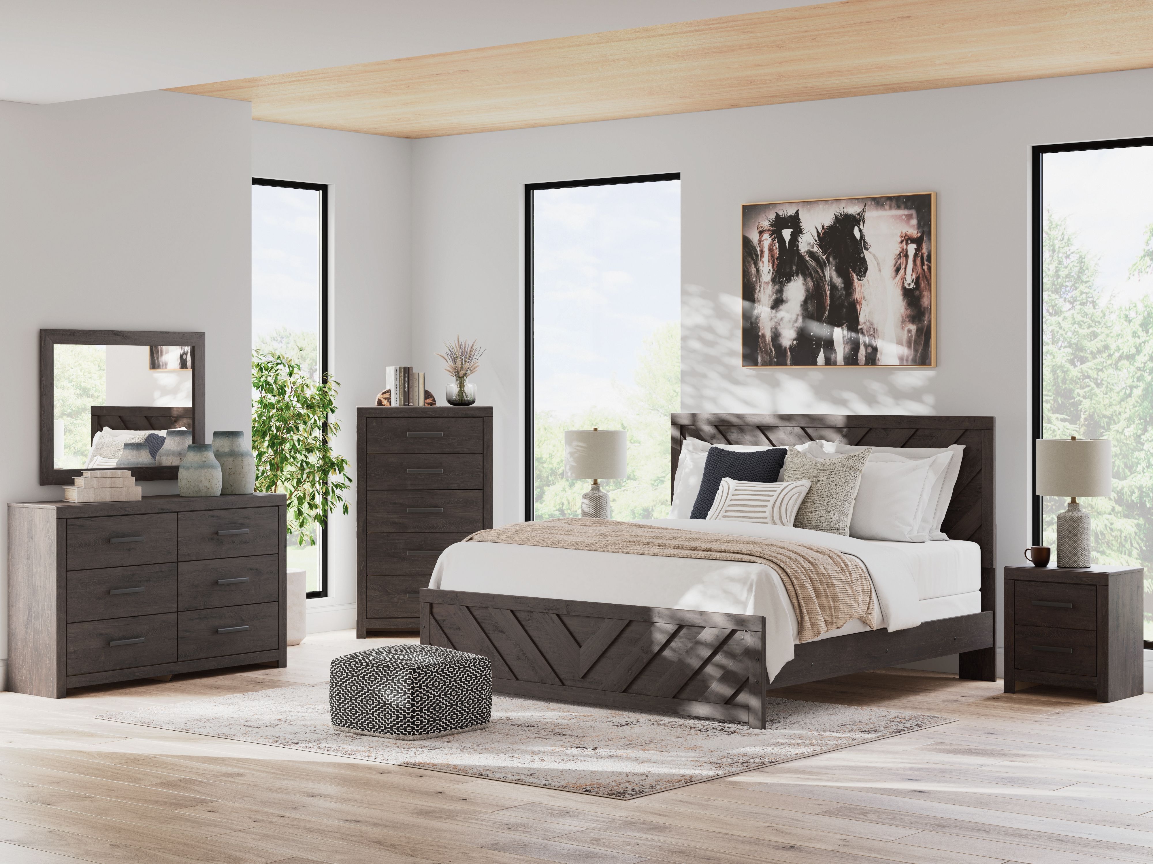 King · 4 Pc · Dresser, Mirror, King Panel Bed