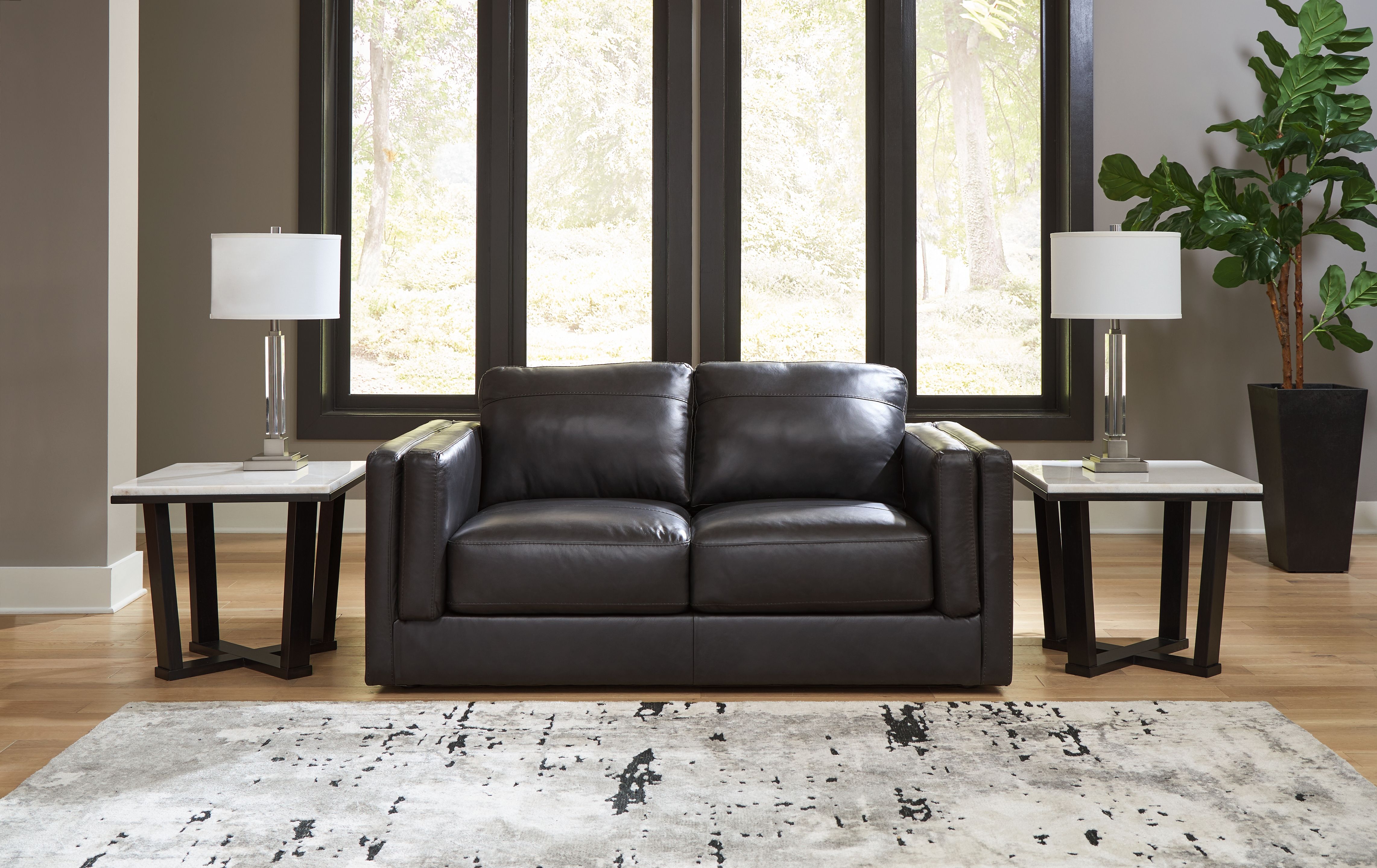 Ashley Furniture Amiata - 4 Pc. - Sofa, Loveseat, Chair And A Half, Ottoman - Onyx - Image 6
