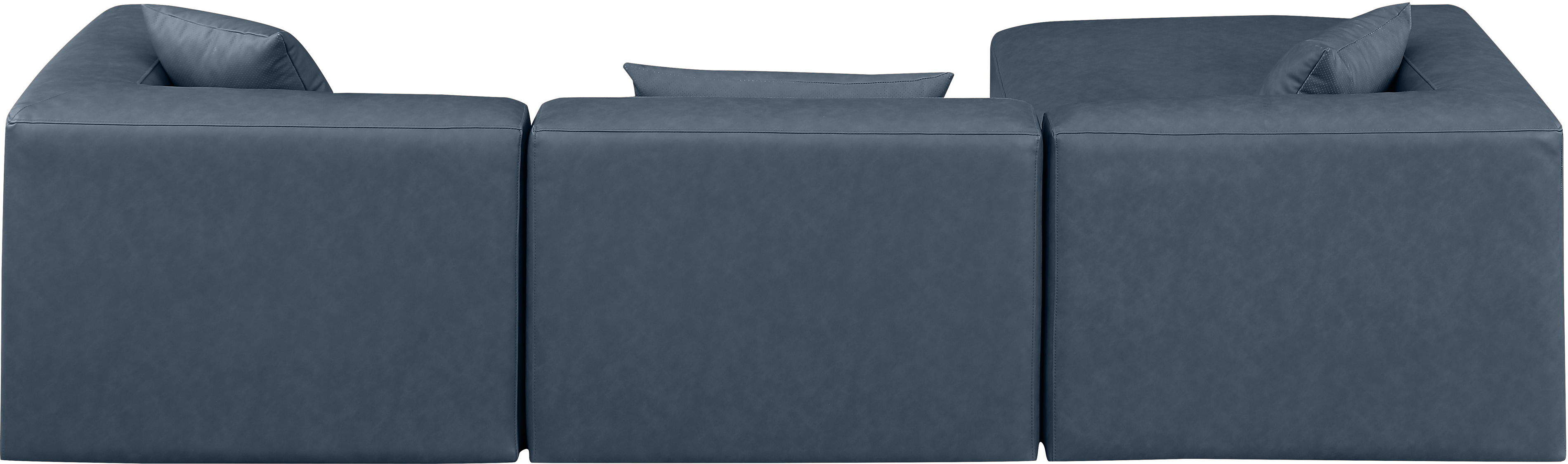 Cube - 4 Piece Modular Sectional With Chaise - Navy Blue
