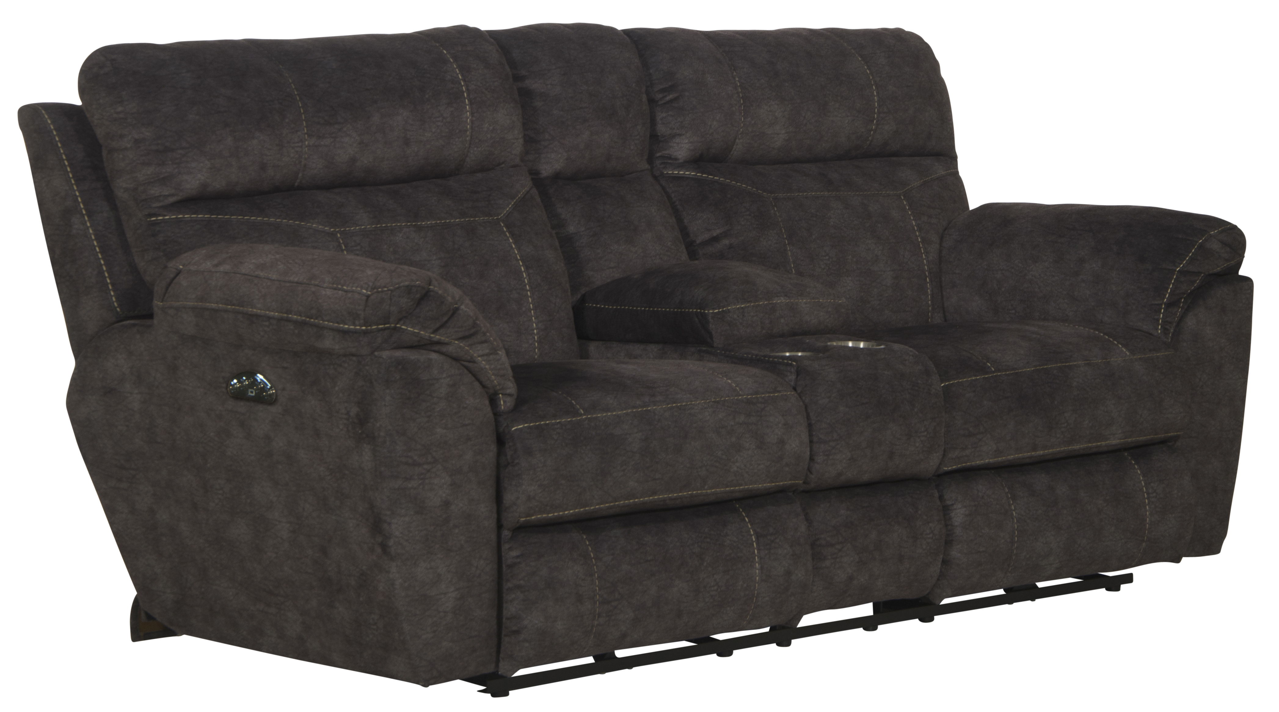 Sedona - Power Lay Flat Reclining Console Loveseat With Power Adjustable Headrest - Smoke