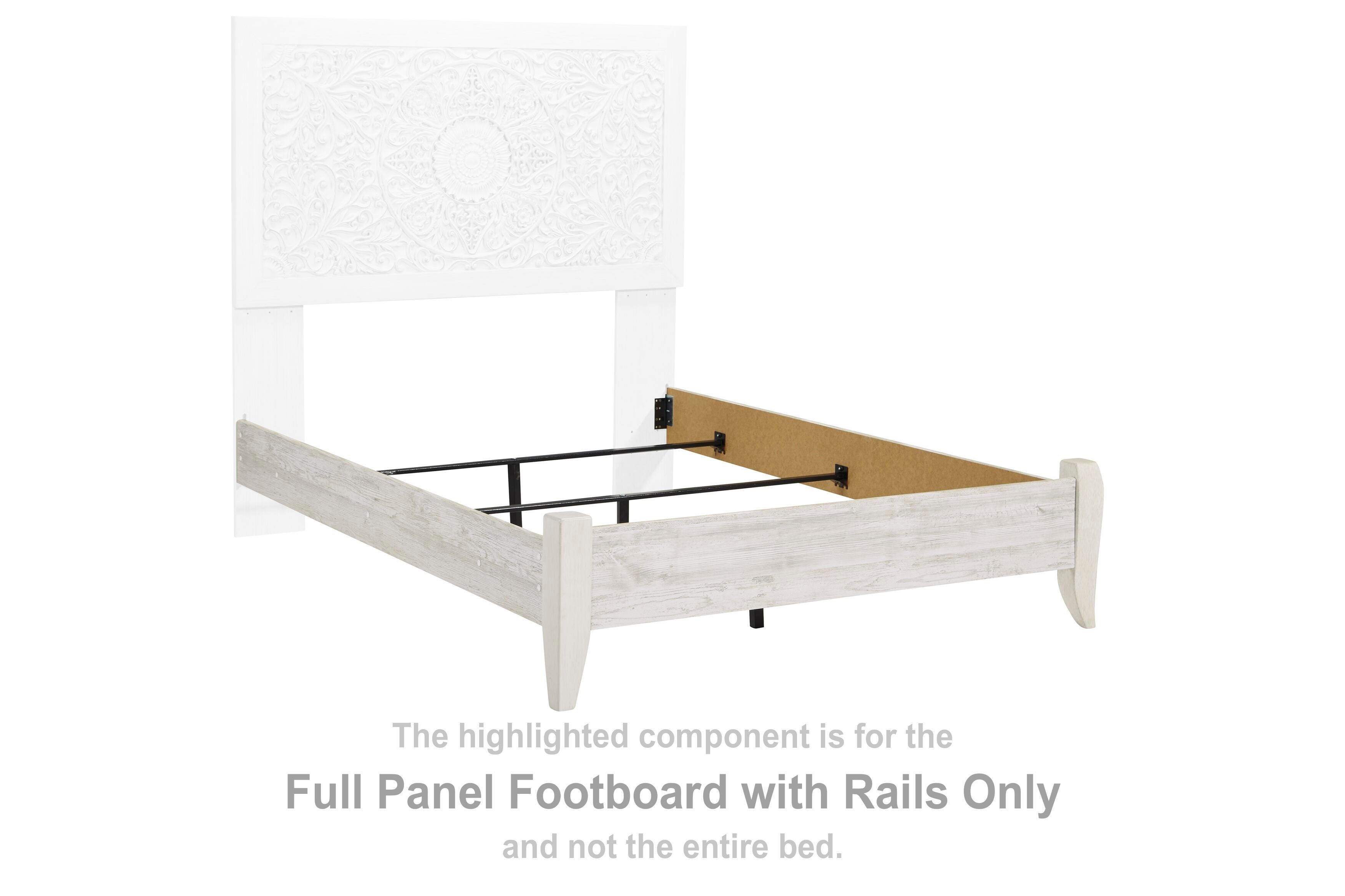 Paxberry – Full Panel Footboard With Rails – Whitewash
