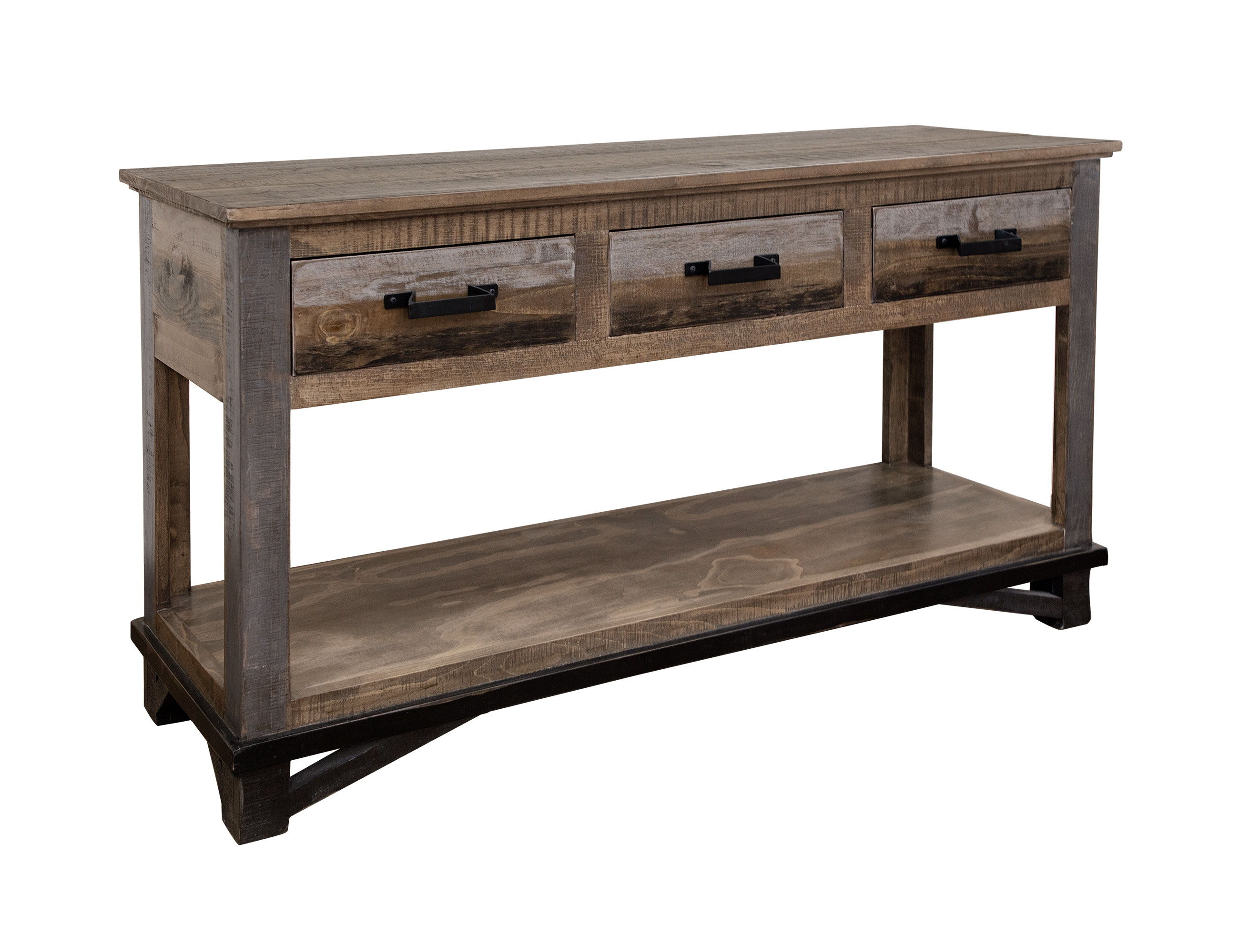 International Furniture Direct Loft Brown - Sofa Table With 2 Drawers - Two Tone Gray / Brown