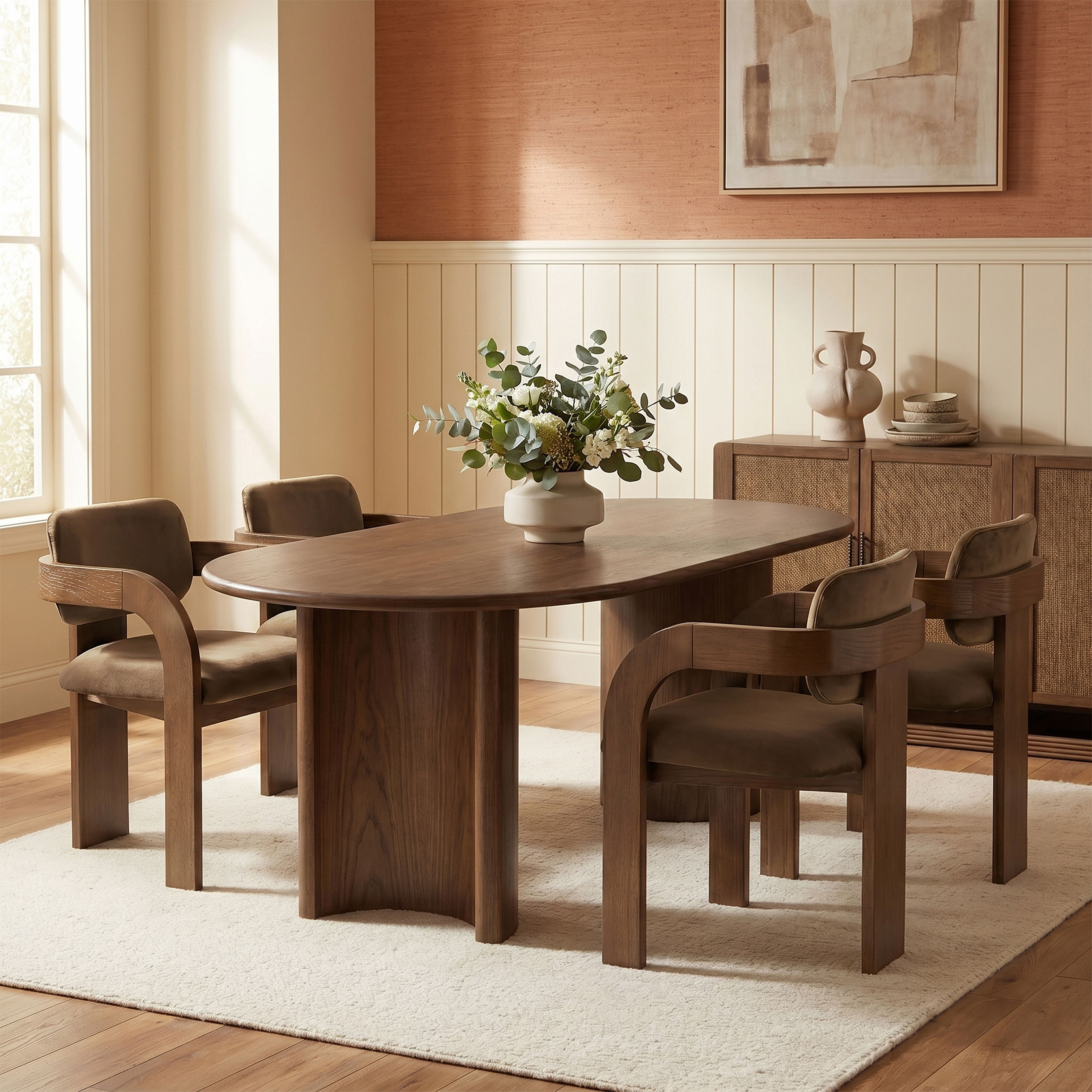 Cedra - Velvet Performance Fabric Upholstered Dining Chair (Set of 2) - Brown / Brown