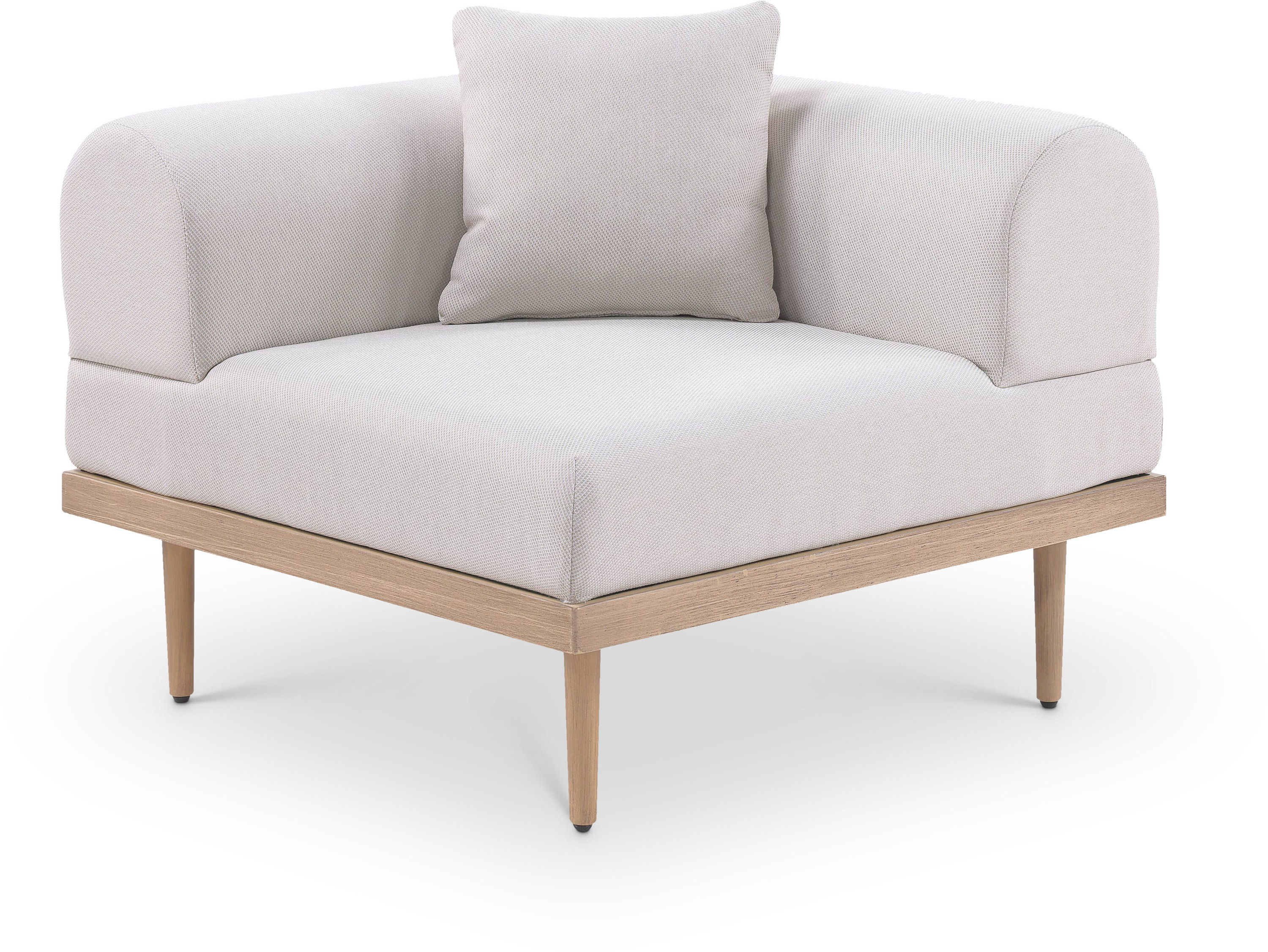 Laguna - Resilient Water Resistant Fabric Upholstered Outdoor Patio Modular Corner Chair - Beige