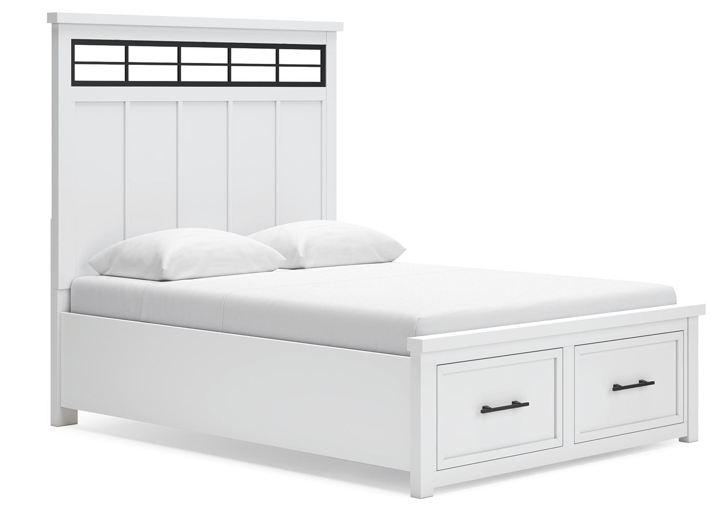 Ashley Furniture Ashbryn - 5 Pc. - Dresser, Mirror, Queen Panel Storage Bed - White / Natural - Image 6