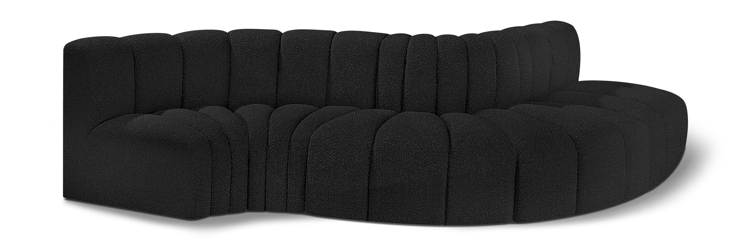 Arc - Boucle Fabric 5 Piece Modular Sofa - Black
