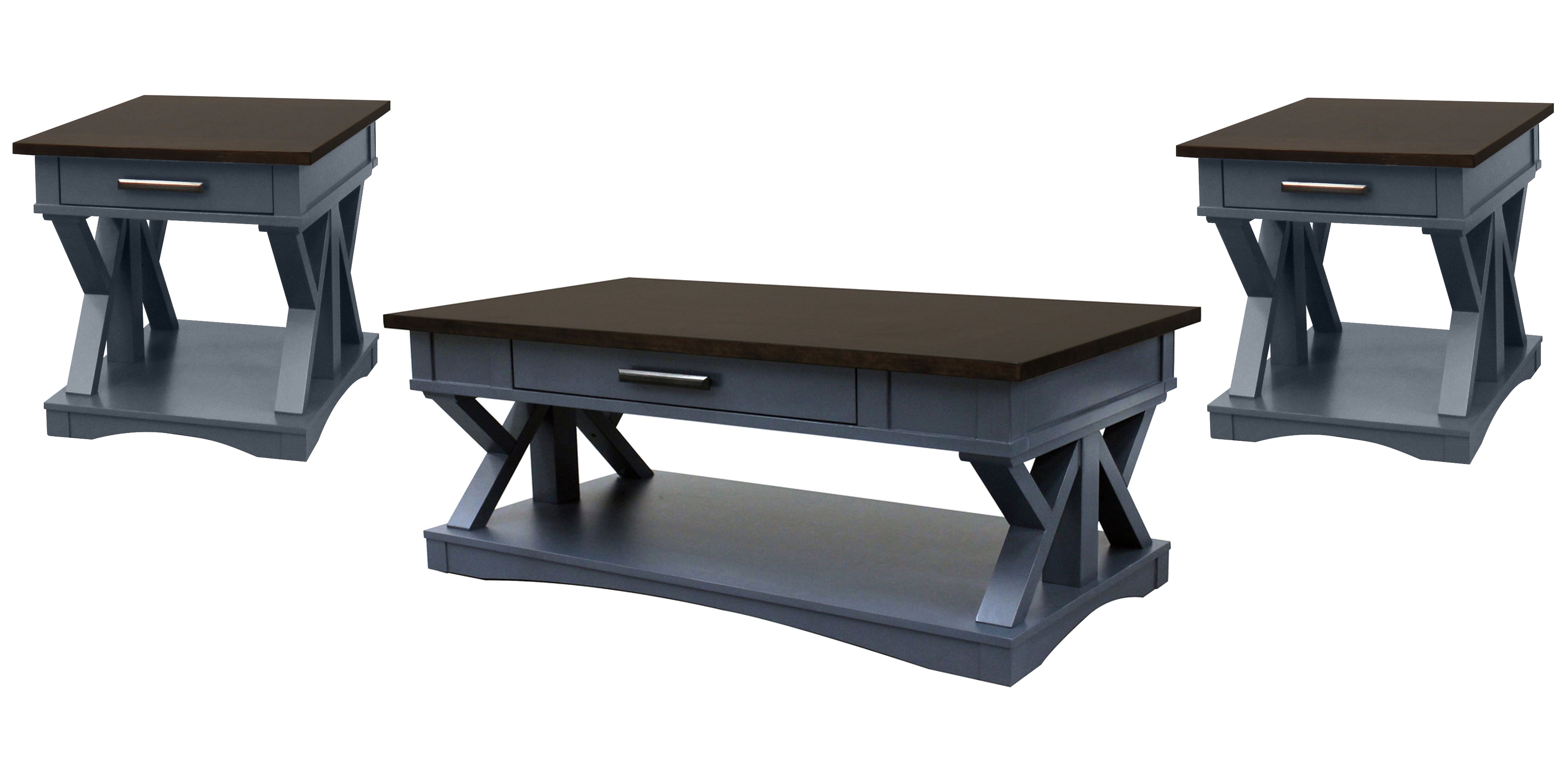 Americana Modern - Cocktail Table With 2 End Tables - Denim Image
