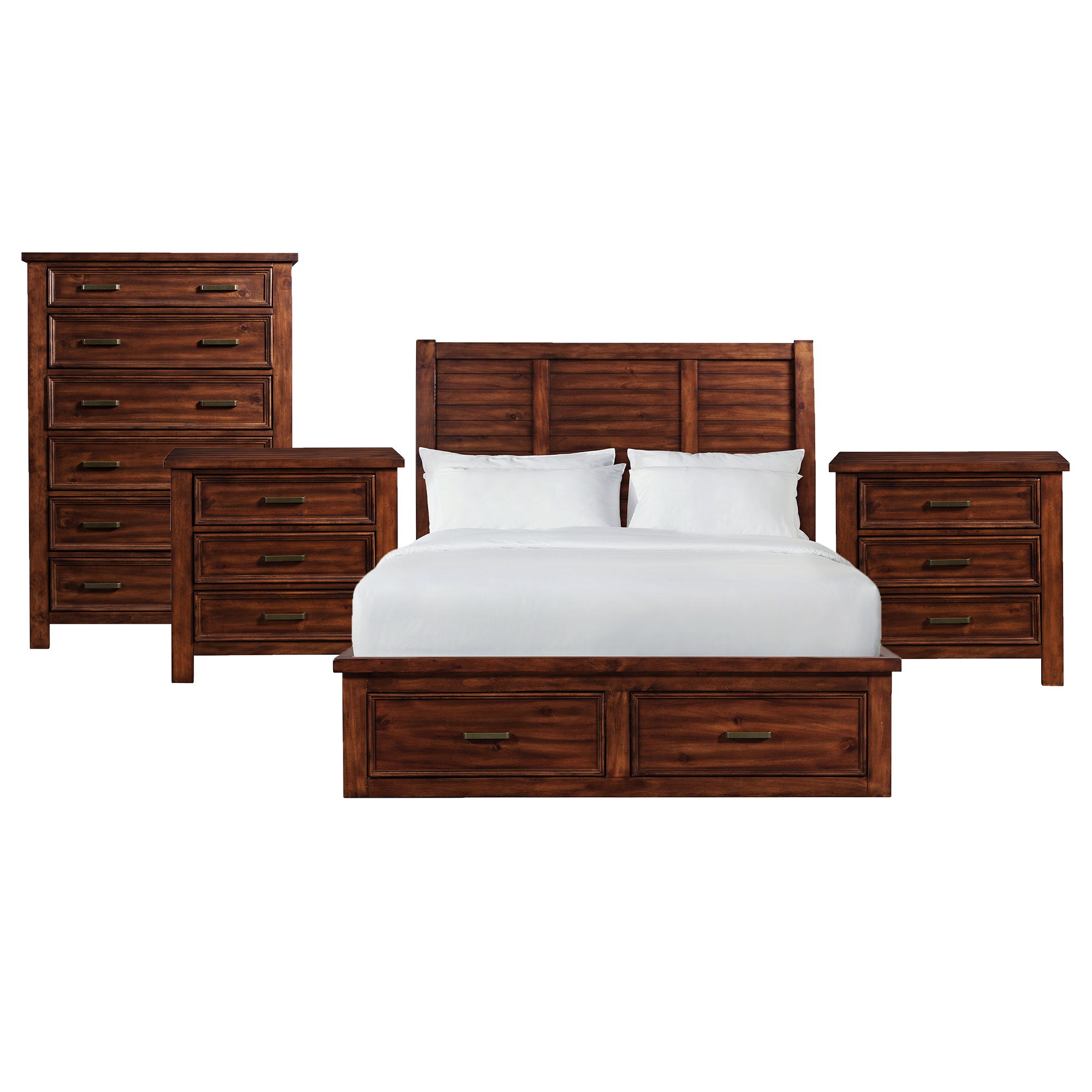 Queen · 4 Pc · Bedroom Set With 2 Nightstands & Chest