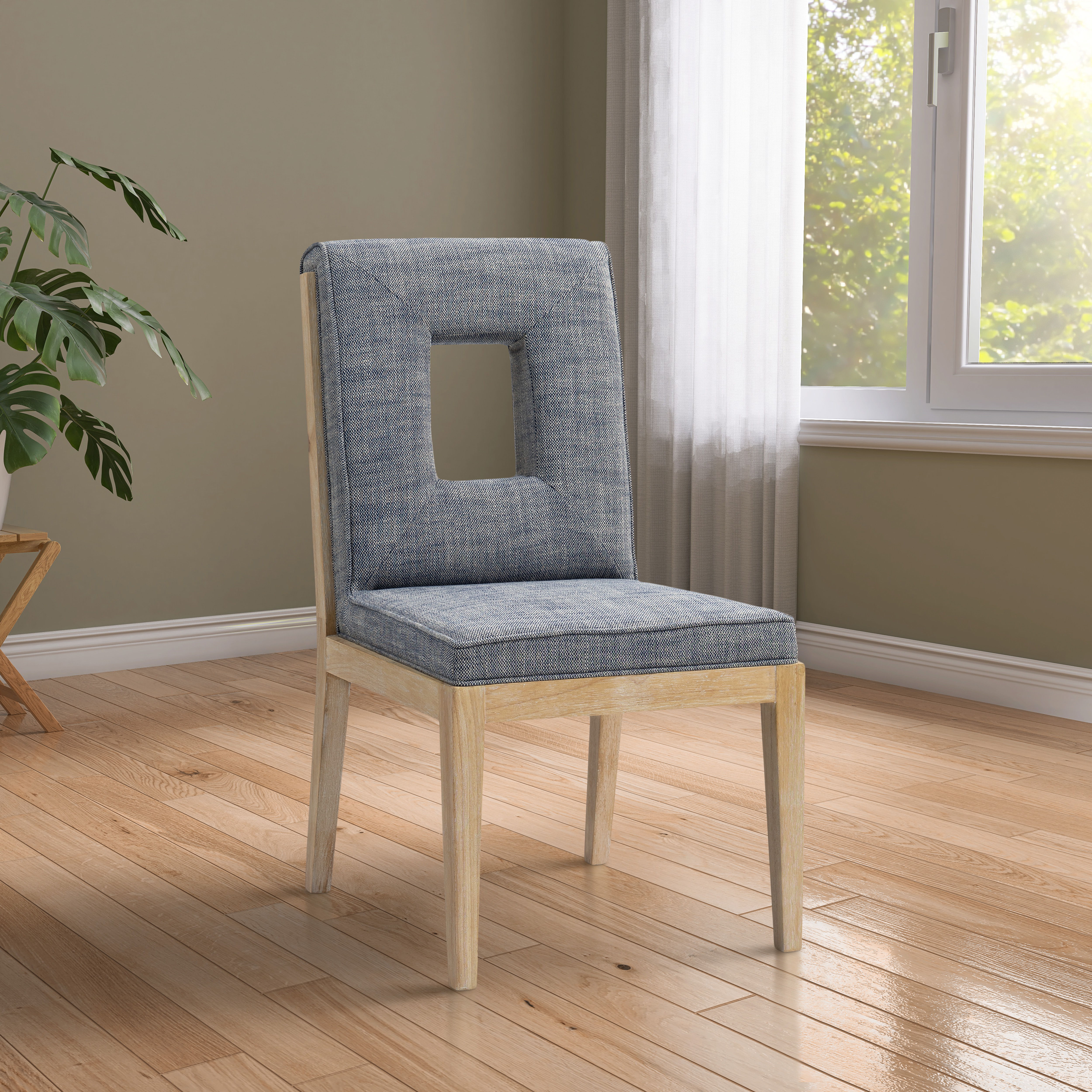 Gwendolyn - Dining Side Chair With Natural Frame (Set of 2) - Navy