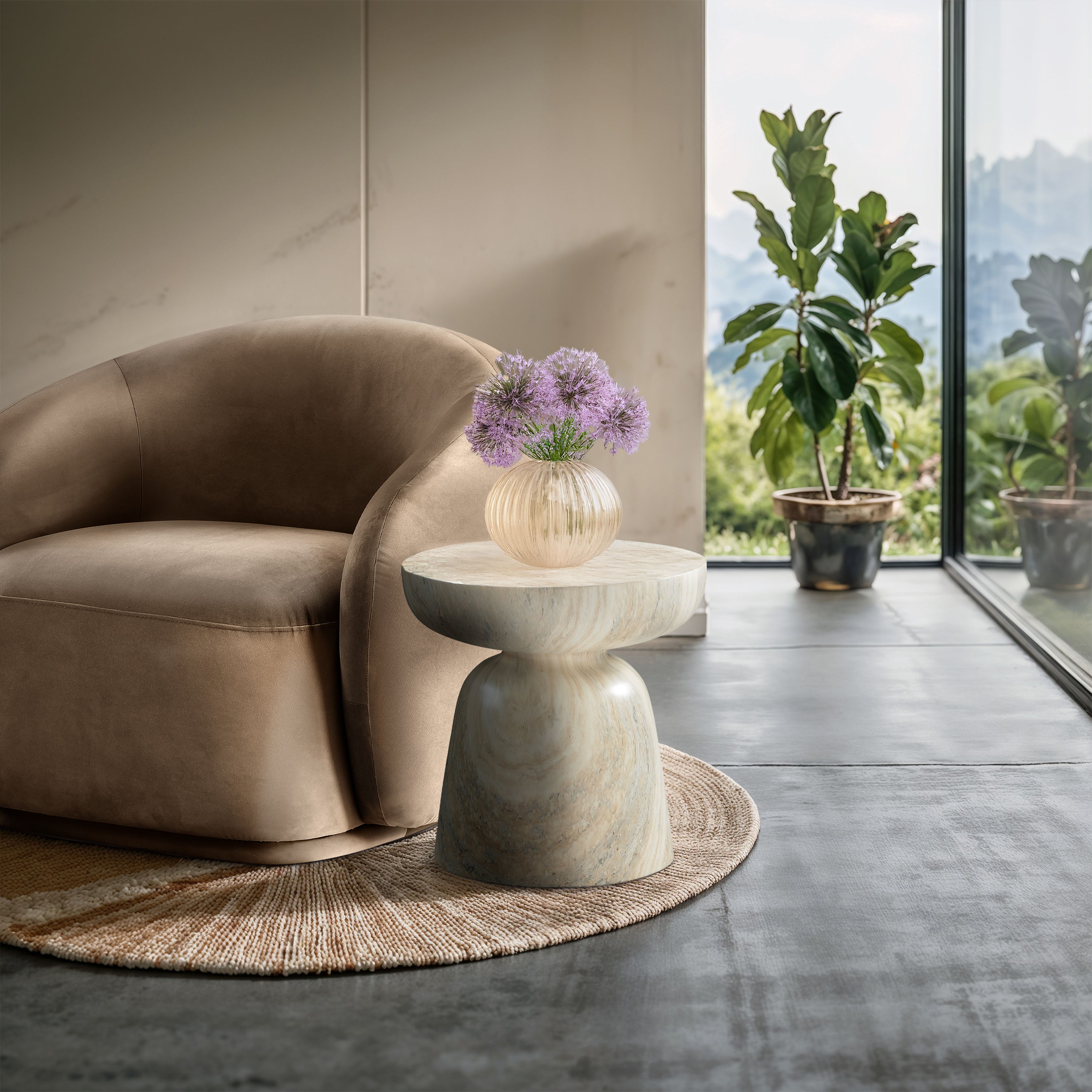 Avellino - Concrete End Table - Travertine