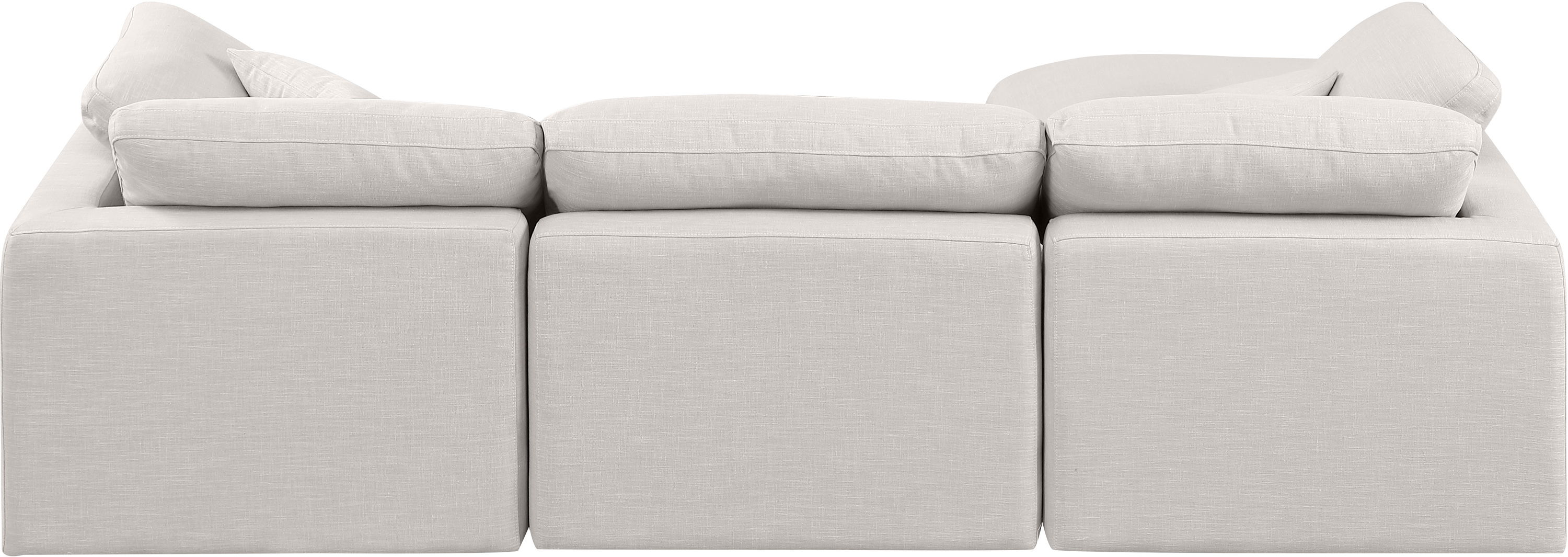 Indulge - Linen 4 Piece Modular Sectional With Chaise - Cream