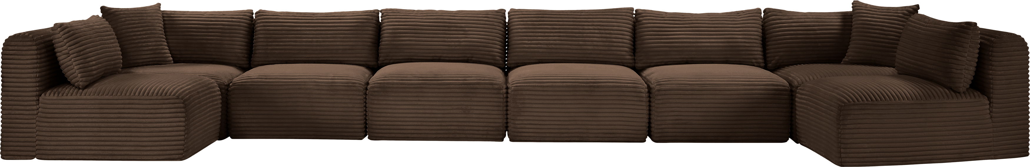 Shaggy - 8 Piece Modular U-Shaped Armless Sectional - Brown