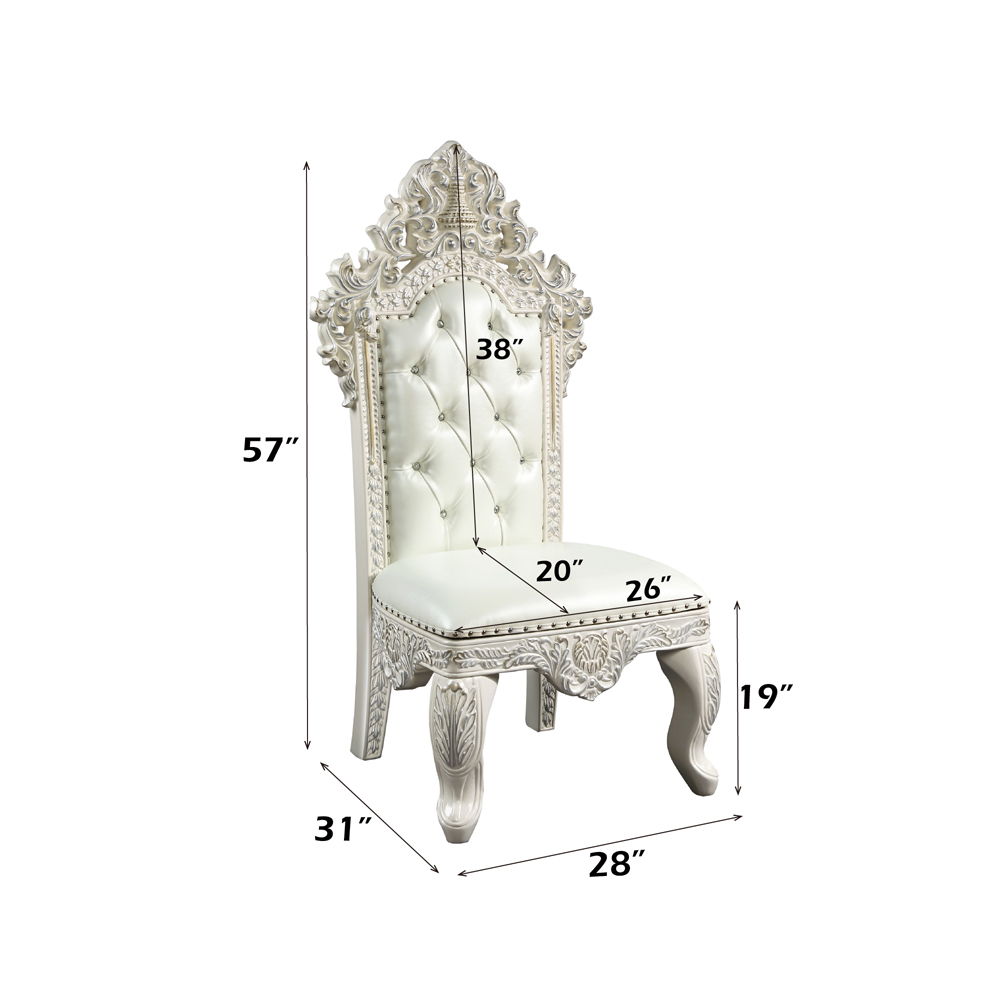 Adara - Side Chair (Set of 2) - Pearl White Synthetic Leather & Antique White, white, view 5