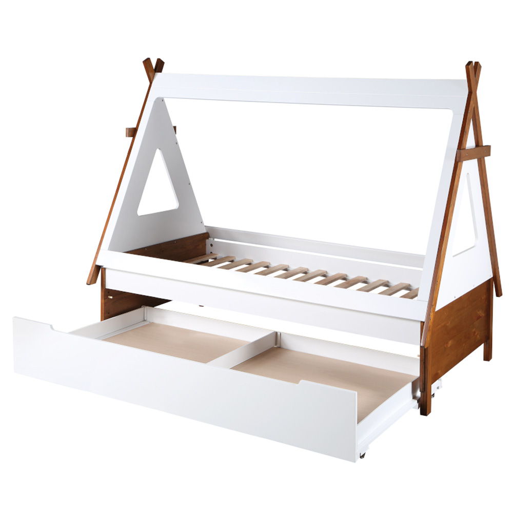 Loreen - Twin Bed - Oak & White, white, view 4