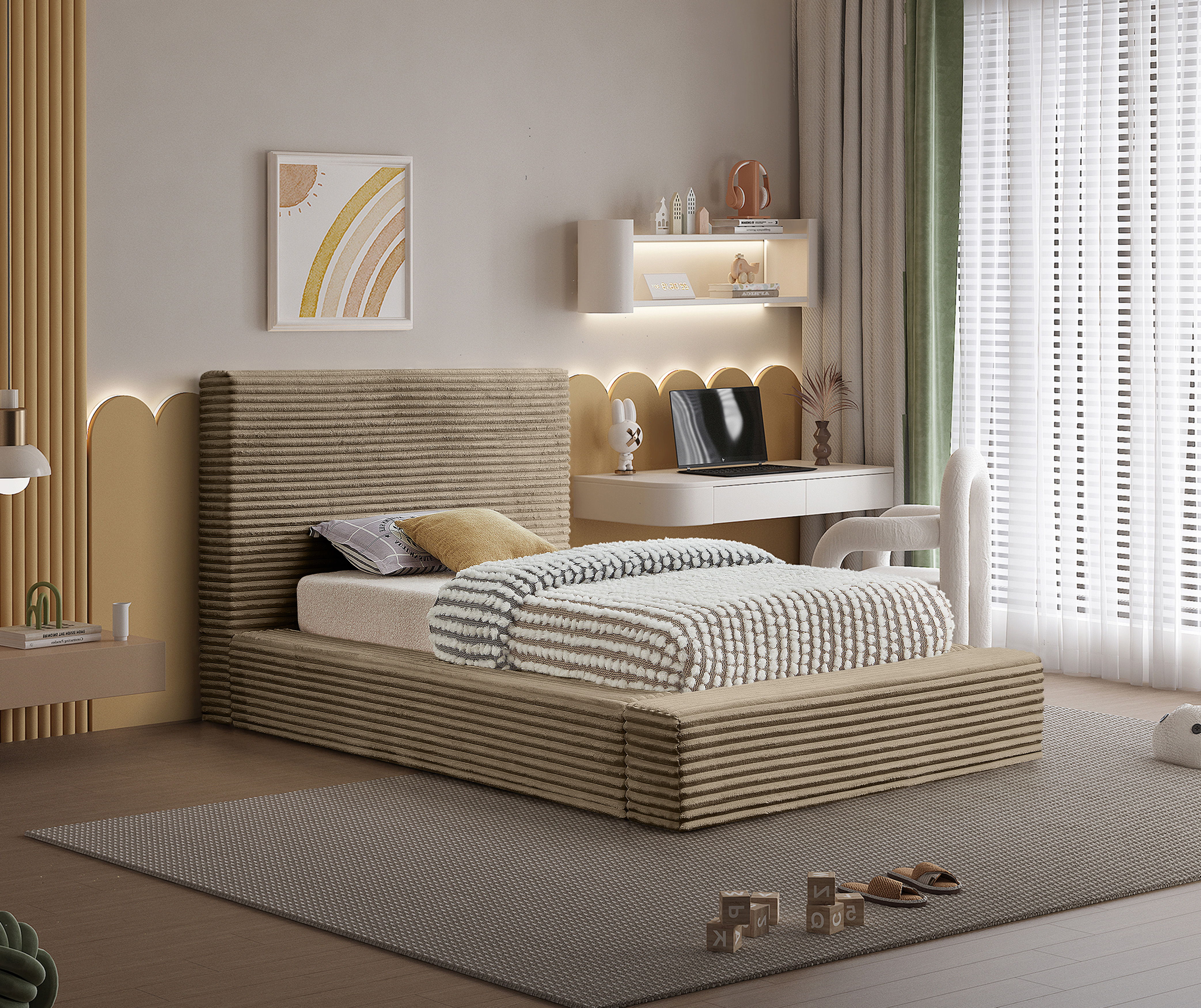 Dexter - Twin Bed - Taupe