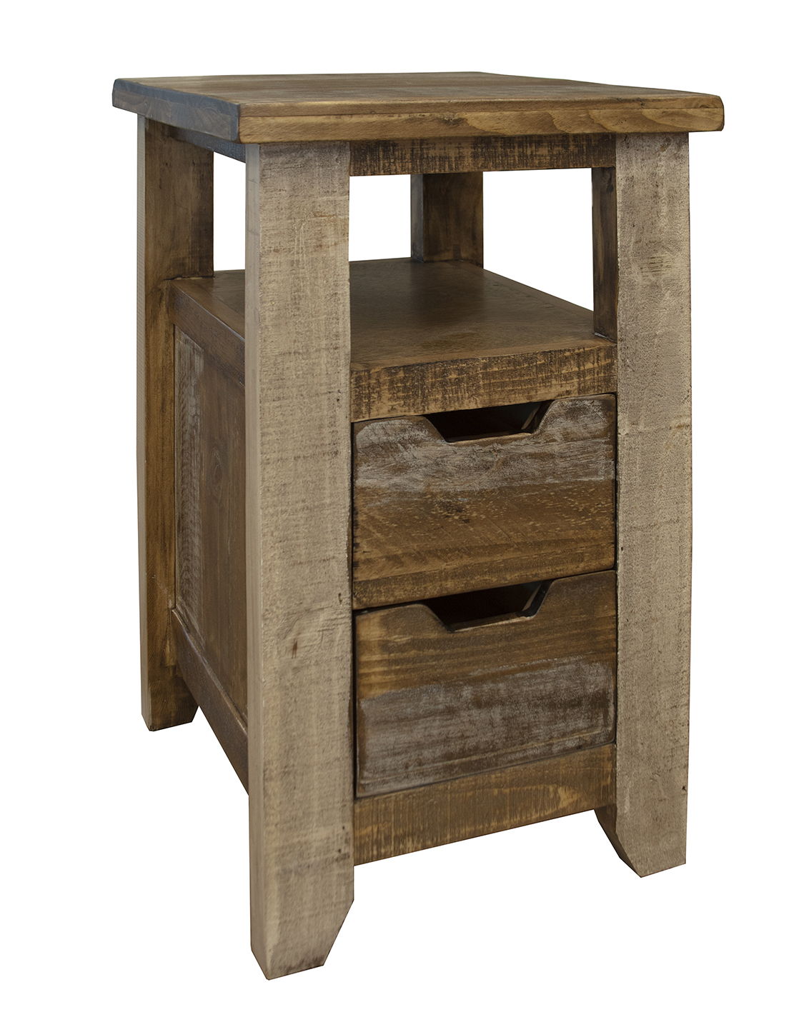 International Furniture Direct Antique - Chairside Table With 2 Drawers - Multicolor