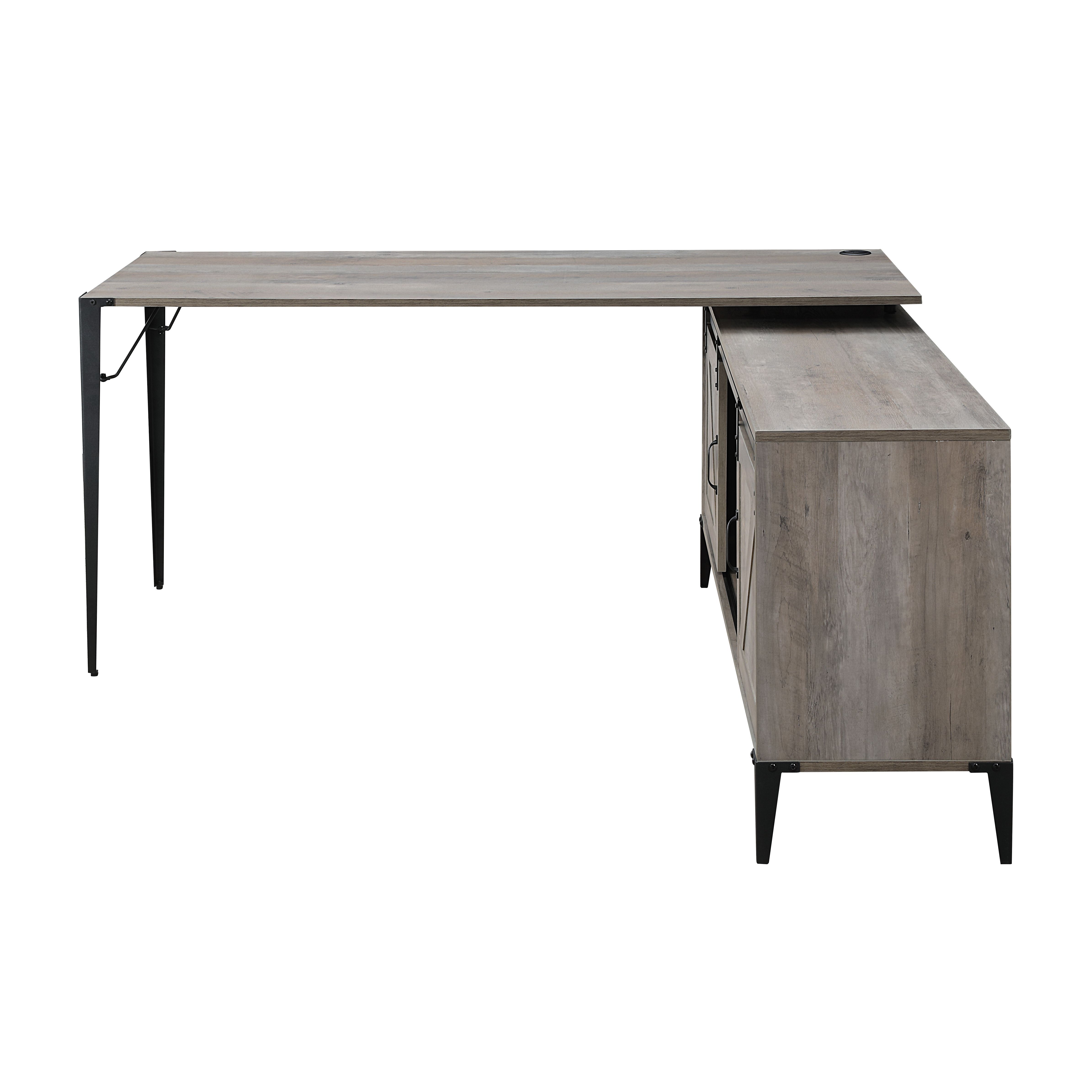 Zakwani - Writing Desk - Gray Oak & Black, gray, view 7
