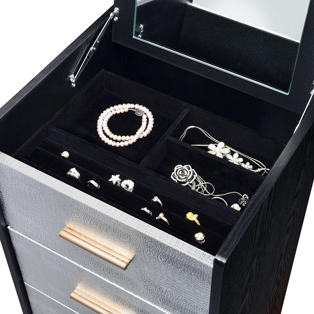 Myles - Jewelry Armoire - Black, Silver & Gold, black, view 4