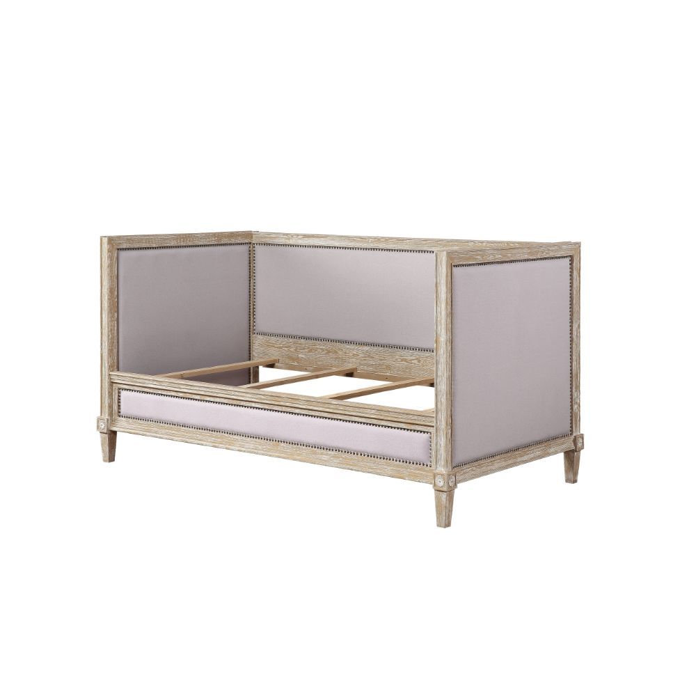 Charlton - Twin Daybed - Beige Linen & Weathered Oak, light brown