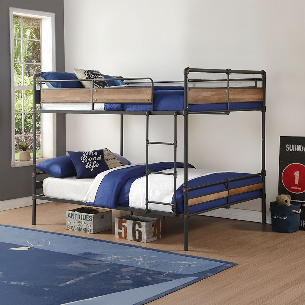 Brantley II - Double Queen Bunk Bed - Sandy Black & Dark Bronze Hand-Brushed, black