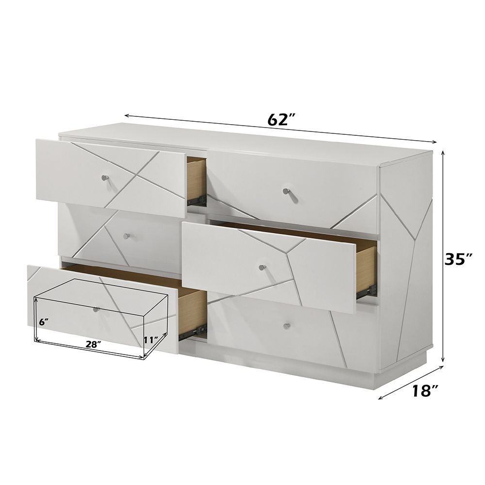 Esther - Dresser - White / Silver, white, view 6