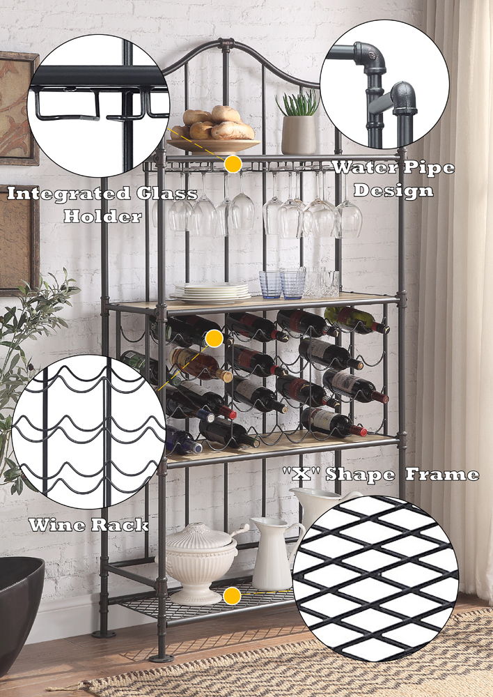 Edina - Wine Rack - Oak & Sandy Black, light brown
