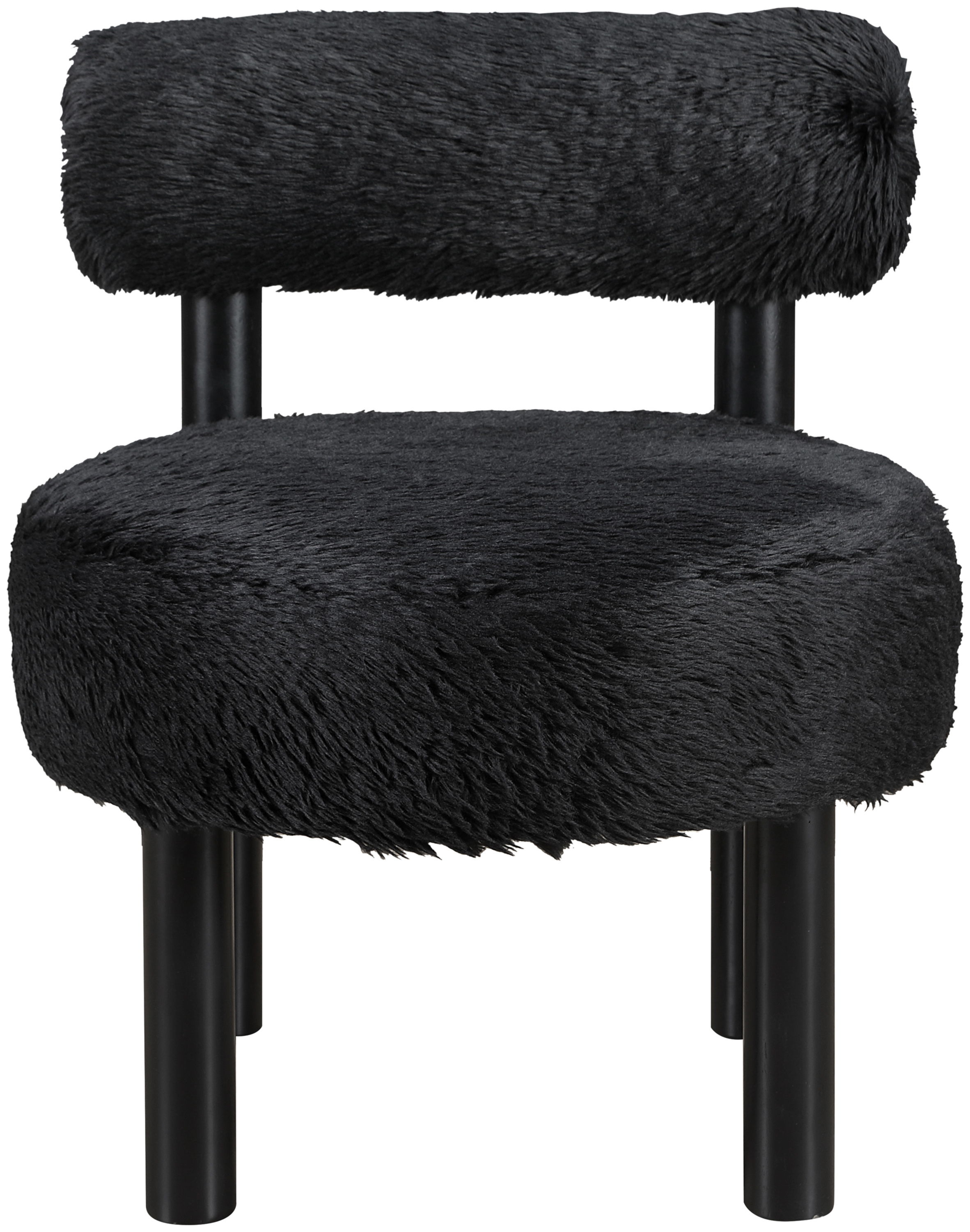 Ambre - Vegan Shearling Fabric Upholstered Accent Chair - Black
