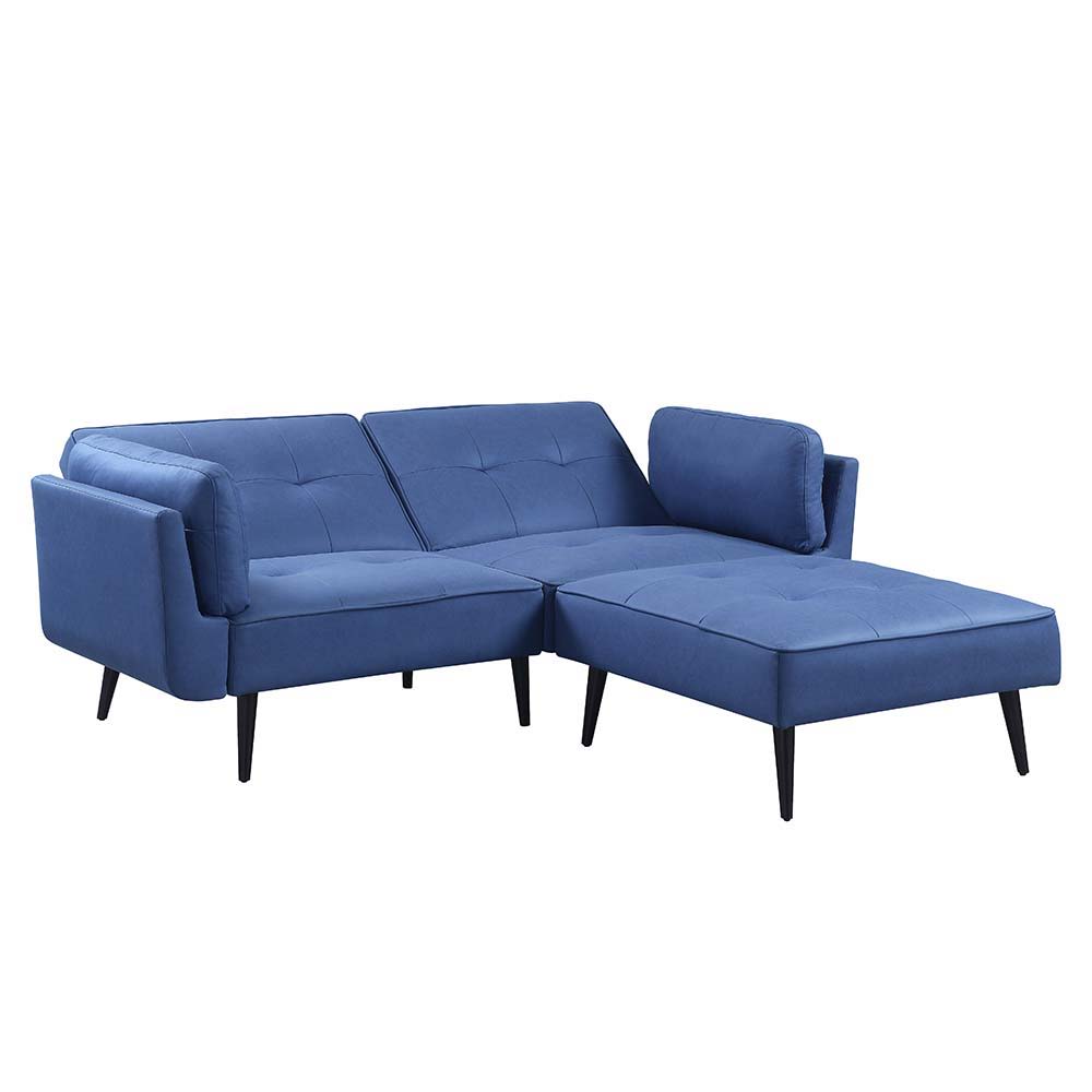 Nafisa - Adjustable Sofa & Ottoman - Blue Fabric, blue, view 6