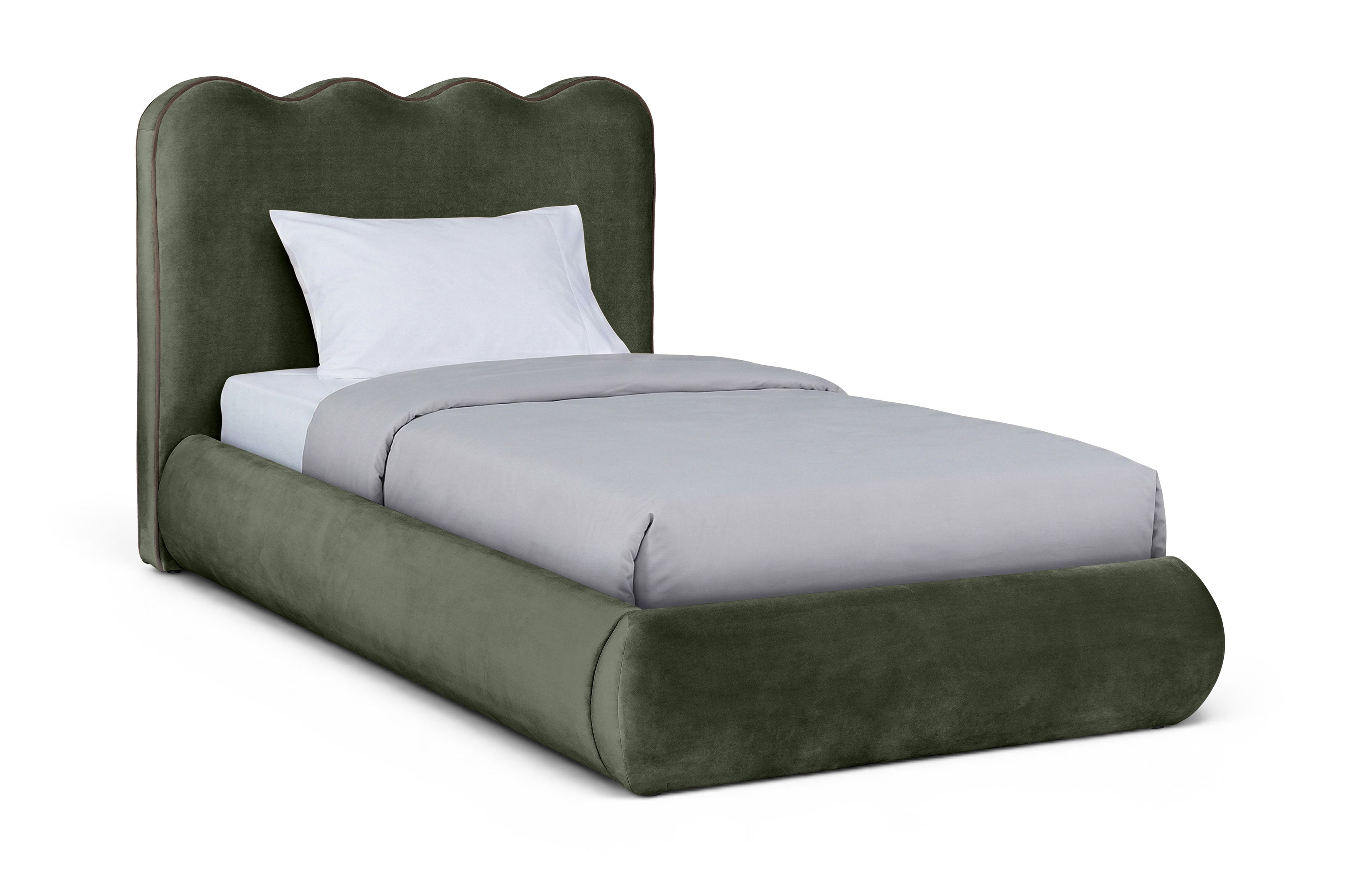 Tempo - Velvet Upholstered Twin Bed - Green